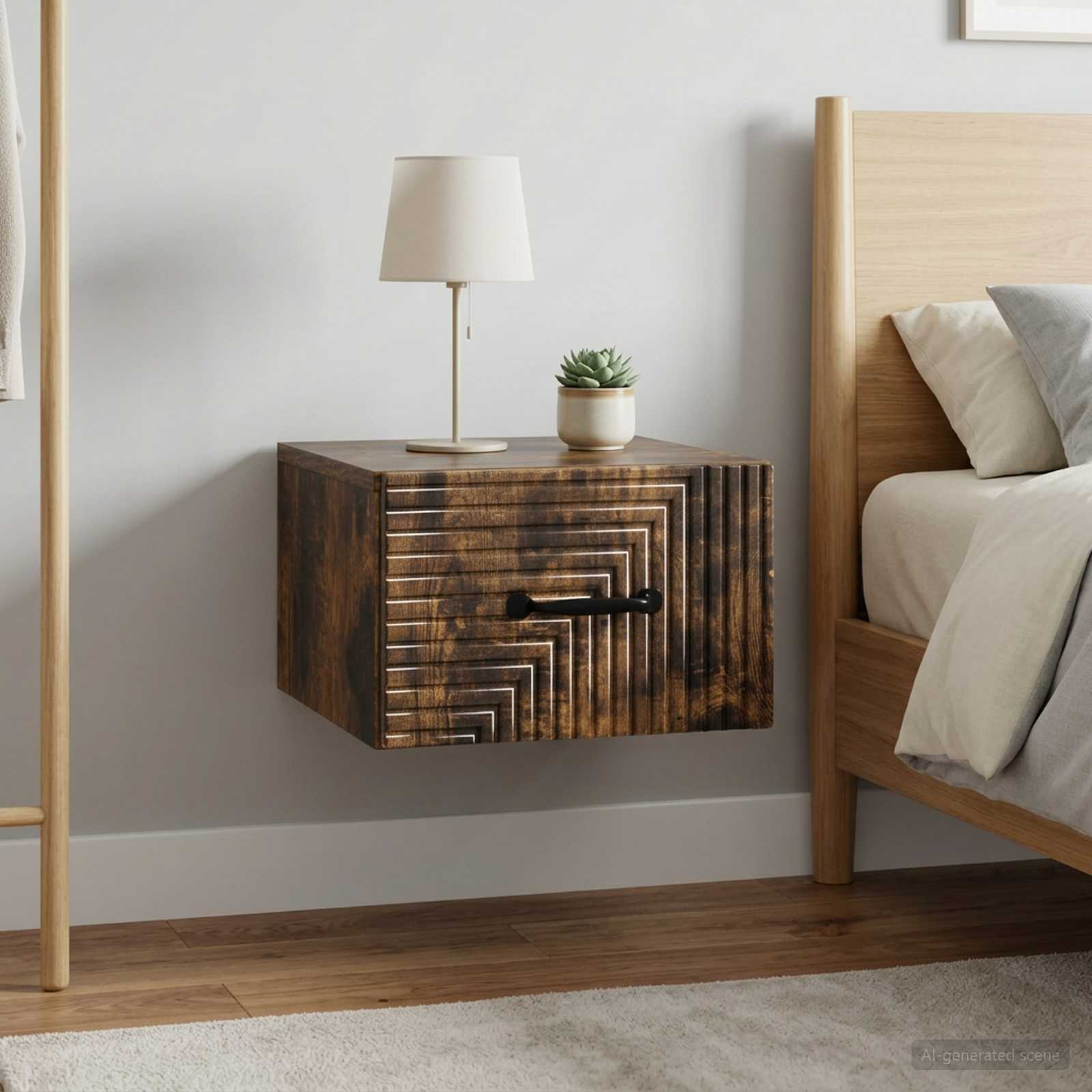 Wandbeugel Bedkast 2 pcs Gerookt eiken 34,5 x 33 x 20 cm