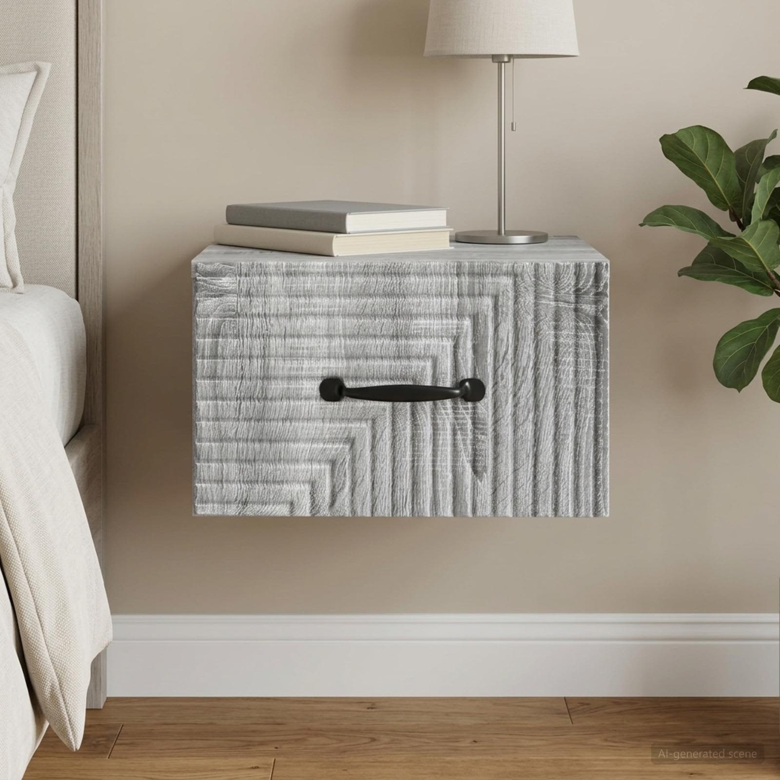 Wandbeugel Bedkast Grijs sonoma 34,5 x 33 x 20 cm Bewerkt hout