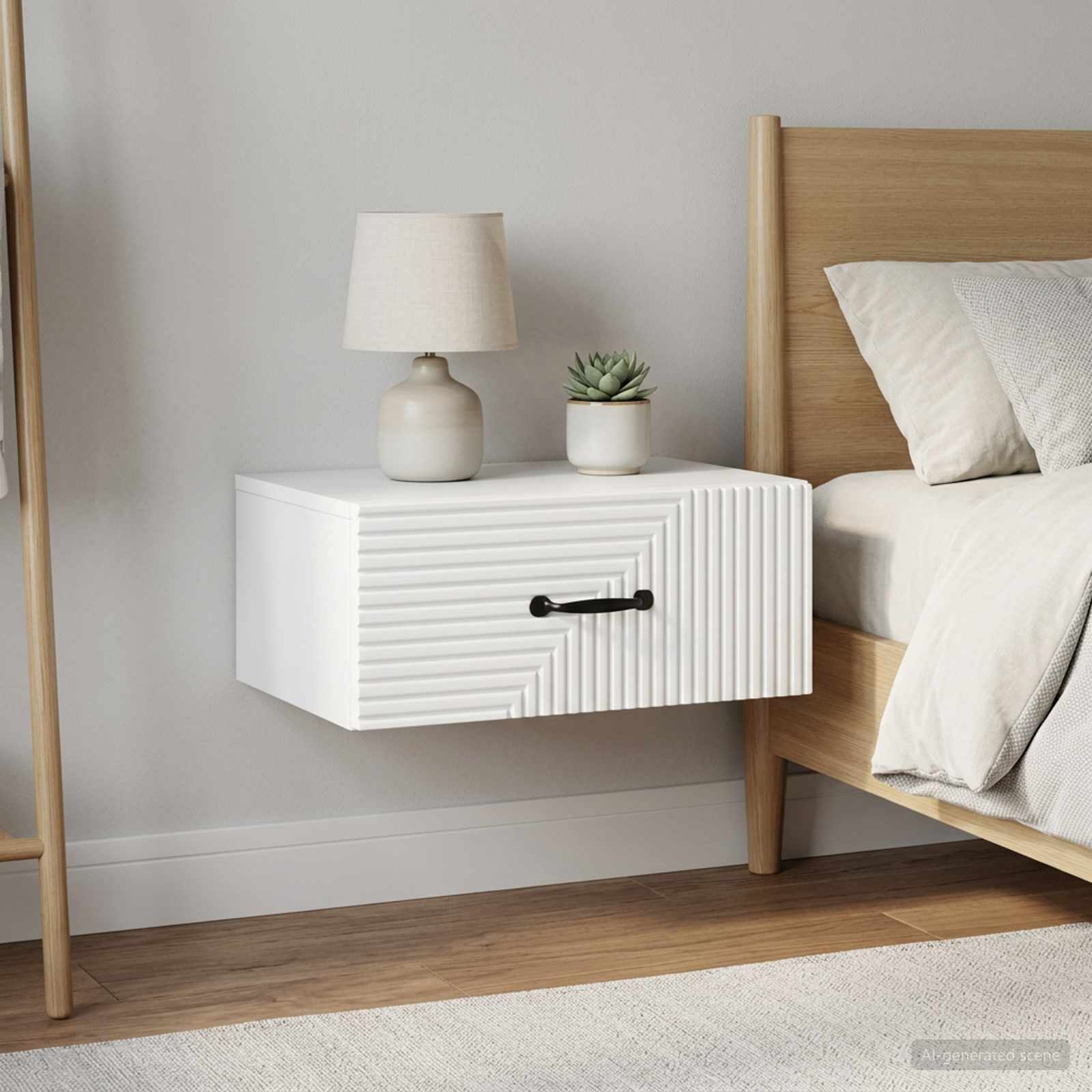 Wandbeugel Bedkast 2 pcs Wit 49 x 34,5 x 20 cm Bewerkt hout