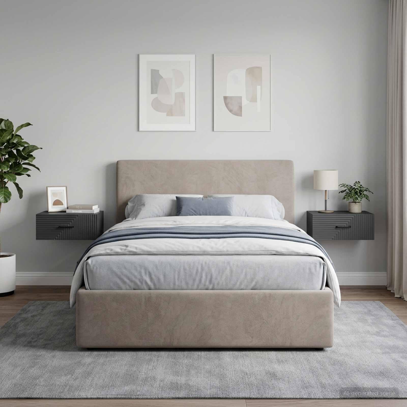Wandbeugel Bedkast 2 pcs Zwart 49 x 34,5 x 20 cm Bewerkt hout