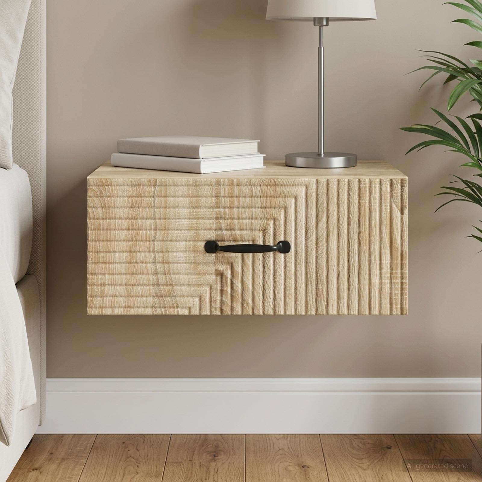 Wandbeugel Bedkast Sonoma Eiken 49 x 34,5 x 20 cm Bewerkt hout