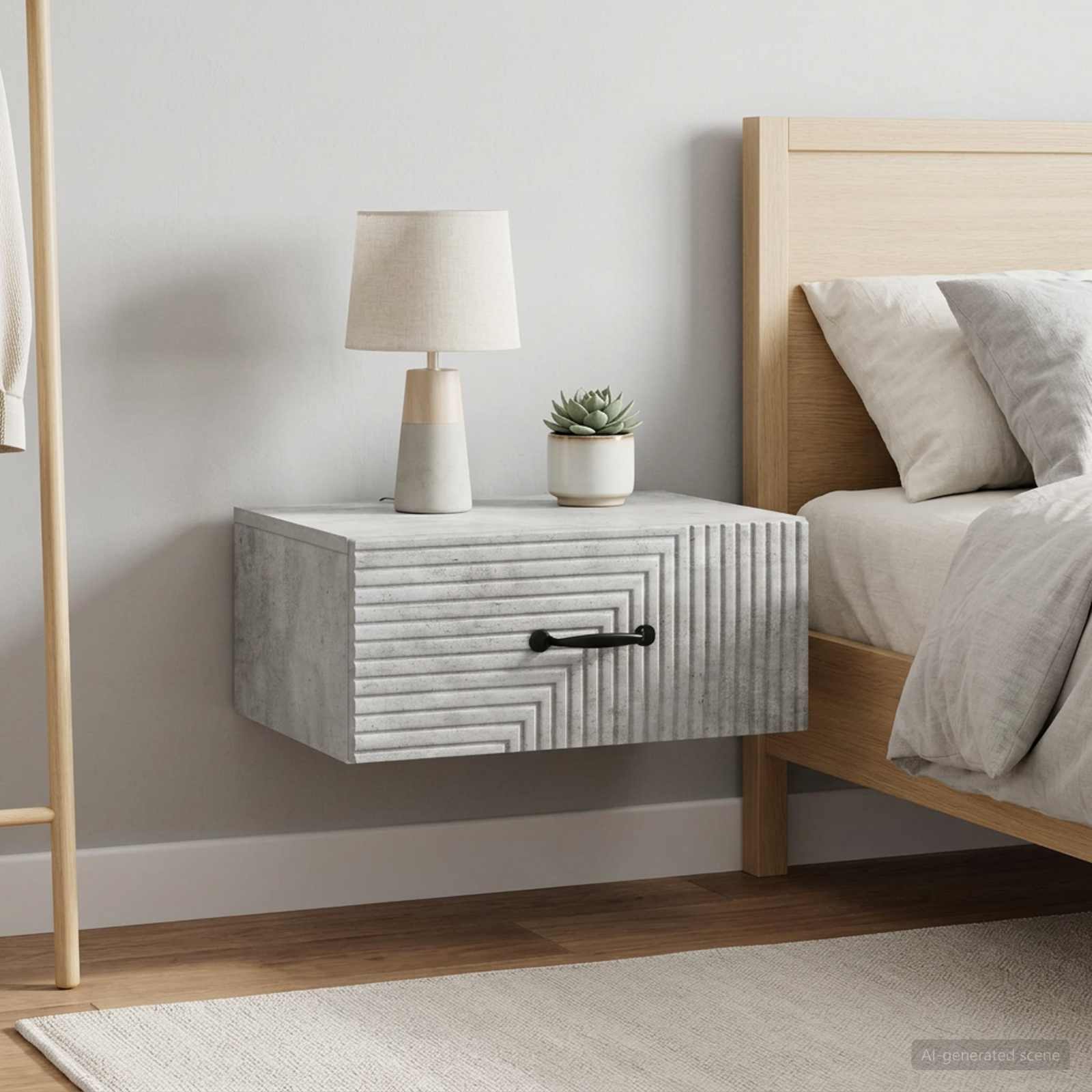 Wandbeugel Bedkast met lade 2 pcs Betongrijs 49 x 34,5 x 20 cm