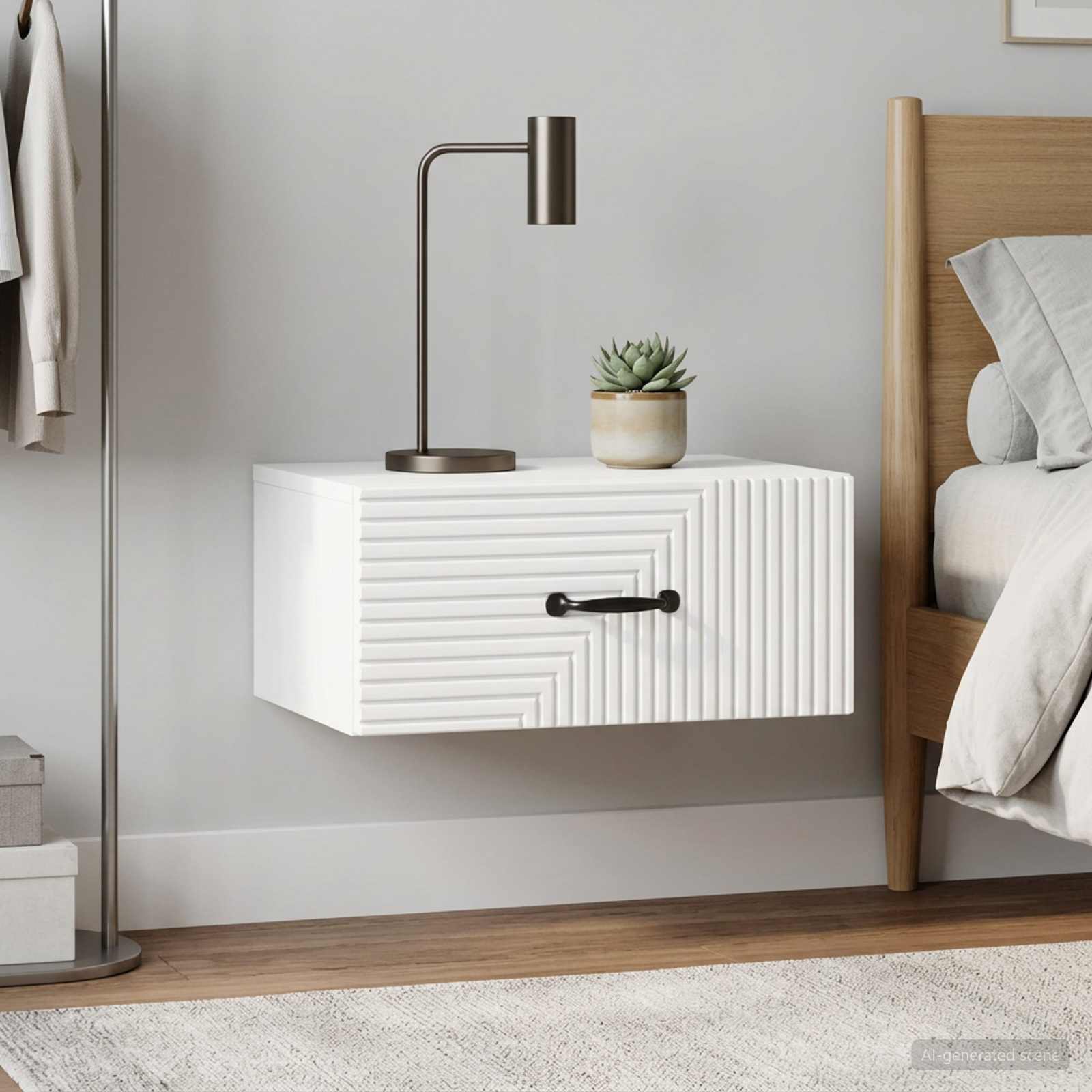 Wandbeugel Bedkast 2 pcs Hoogglans Wit 49 x 34,5 x 20 cm