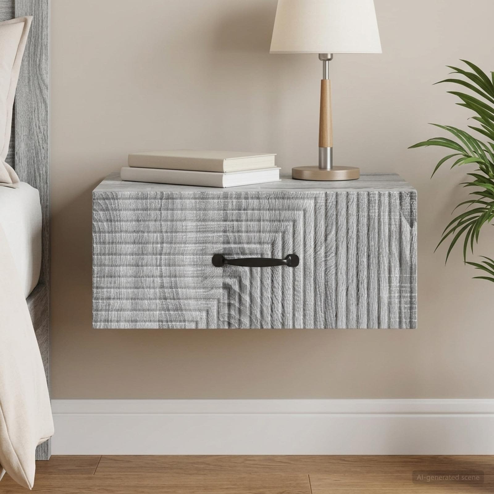 Wandbeugel Bedkast Grijs sonoma 49 x 34,5 x 20 cm Bewerkt hout