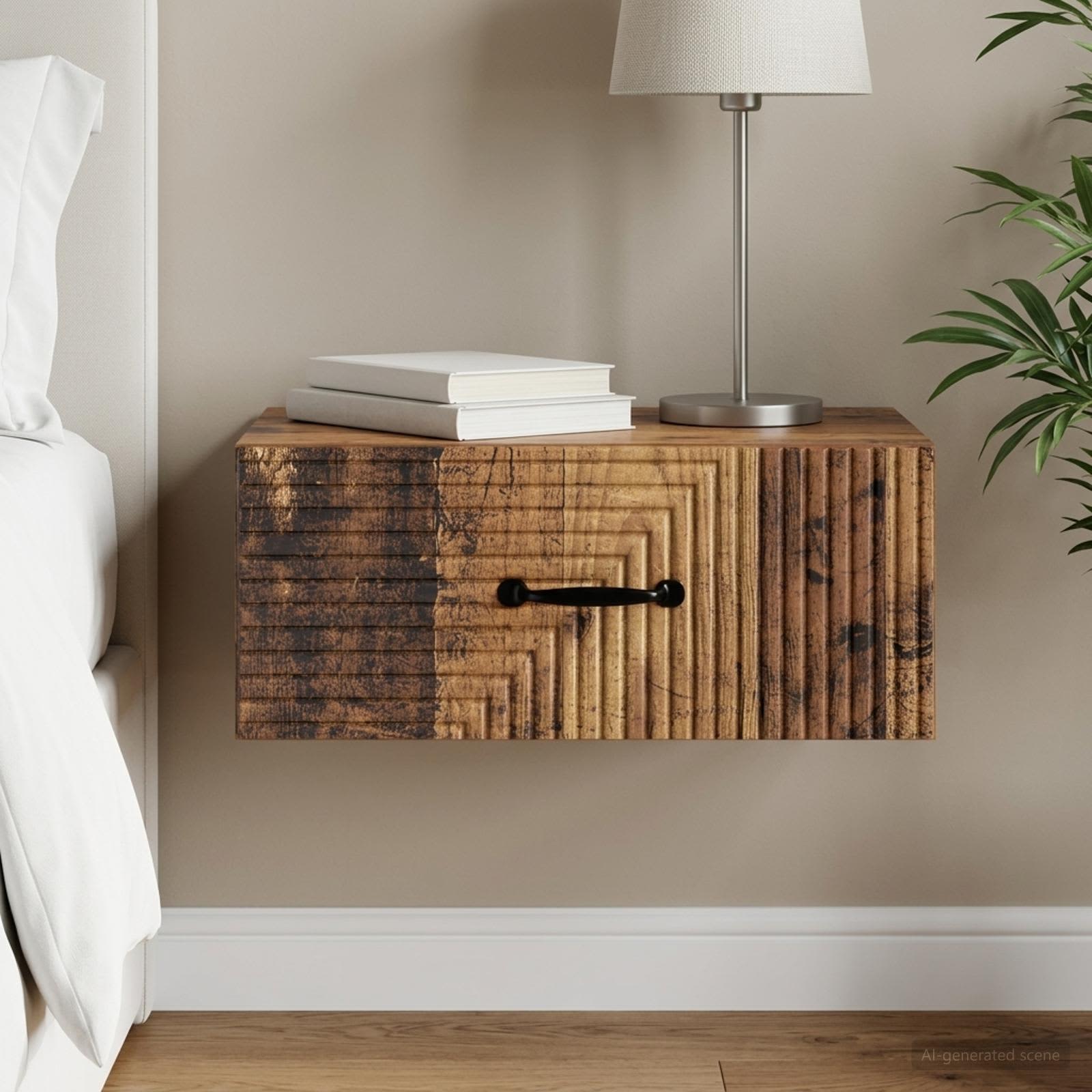 Wandbeugel Bedkast Oud hout 49 x 34,5 x 20 cm Bewerkt hout