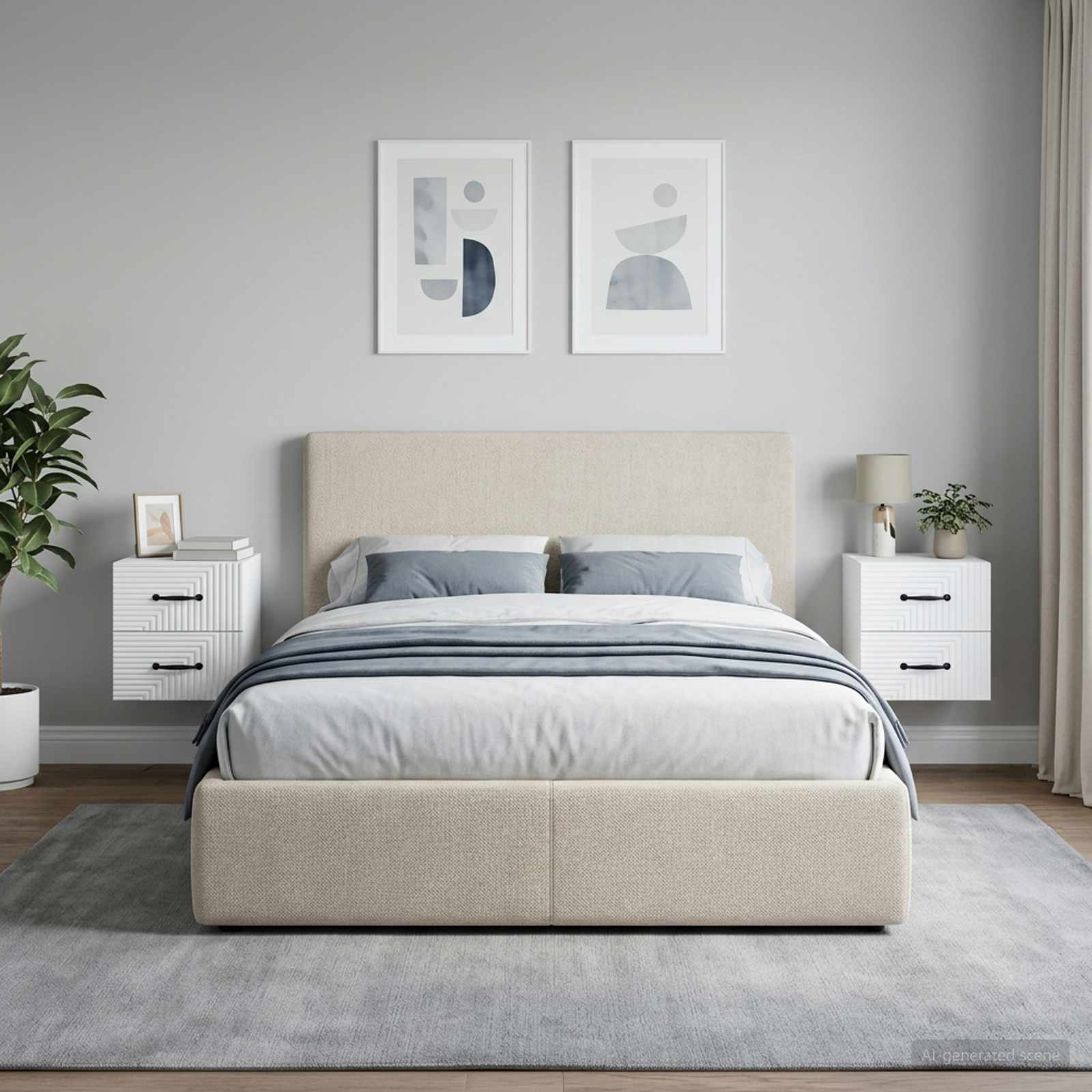 Wandbeugel Bedkast 2 pcs Wit 34,5 x 33 x 40 cm Bewerkt hout