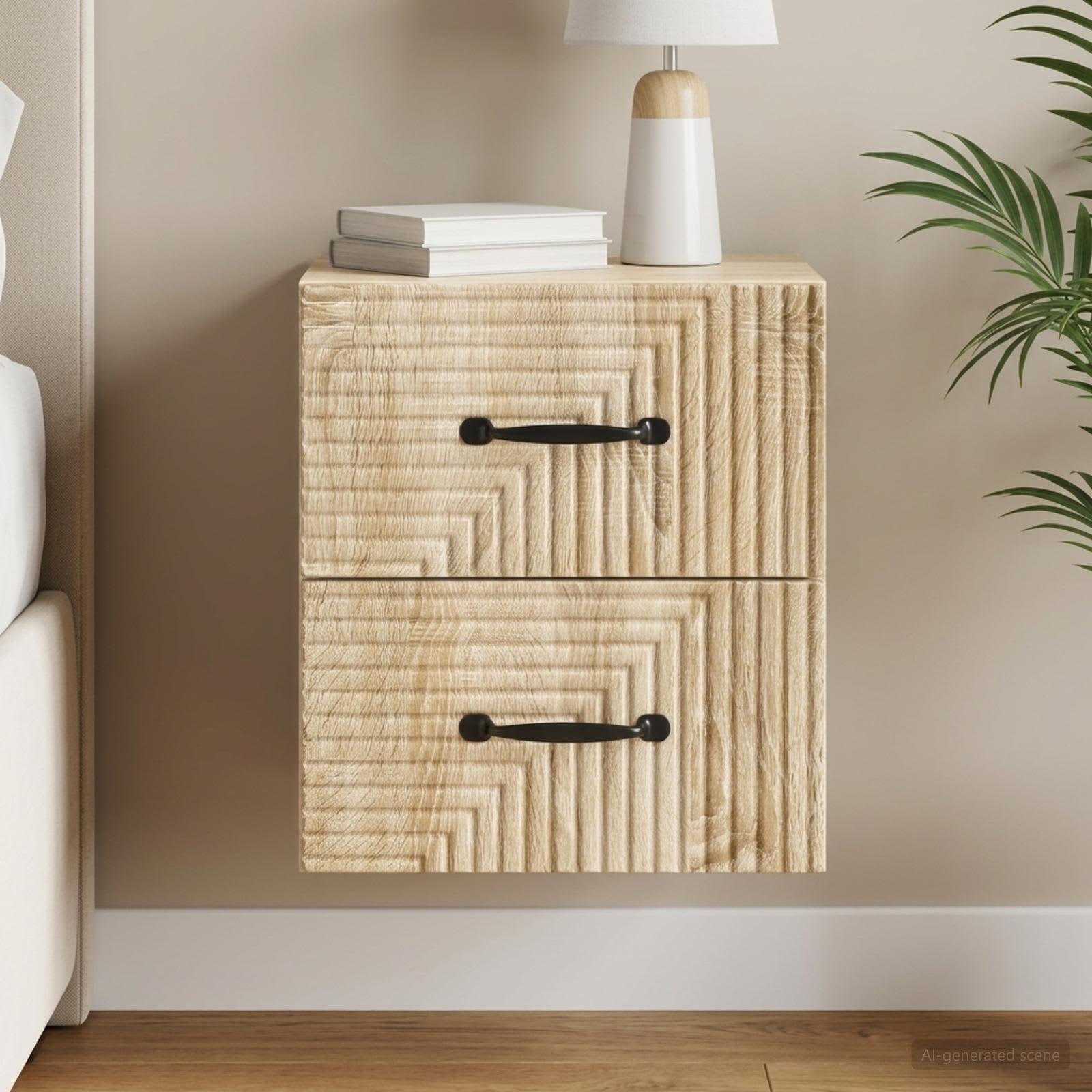 Wandbeugel Bedkast Sonoma Eiken 34,5 x 33 x 40 cm Bewerkt hout