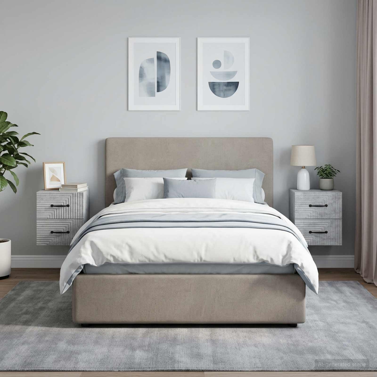 Wandbeugel Bedkast met lade 2 pcs Betongrijs 34,5 x 33 x 40 cm