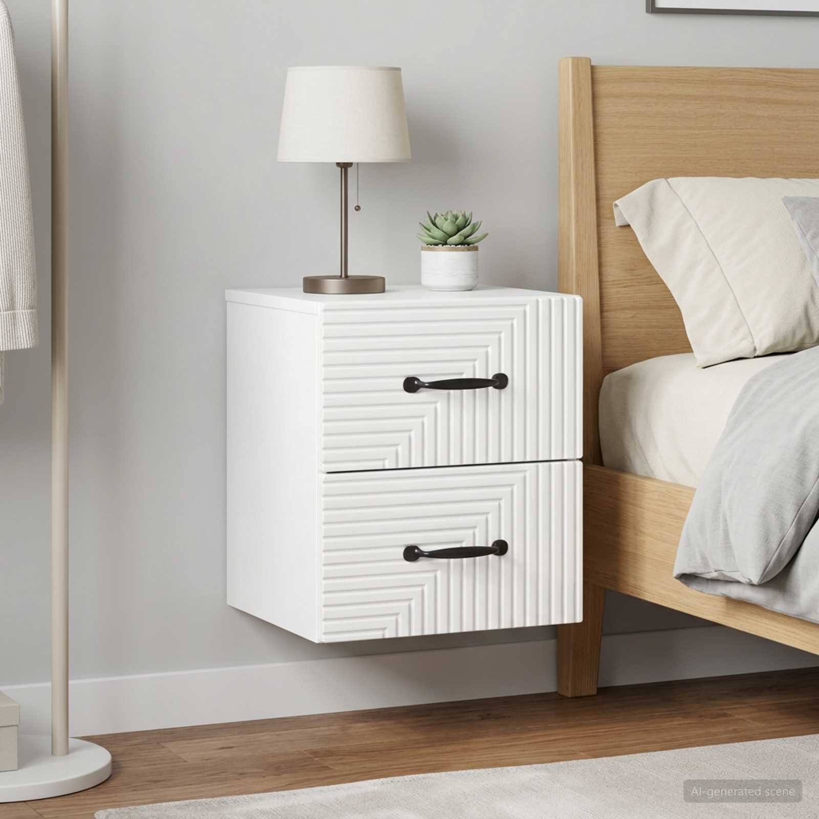 Wandbeugel Bedkast 2 pcs Hoogglans Wit 34,5 x 33 x 40 cm