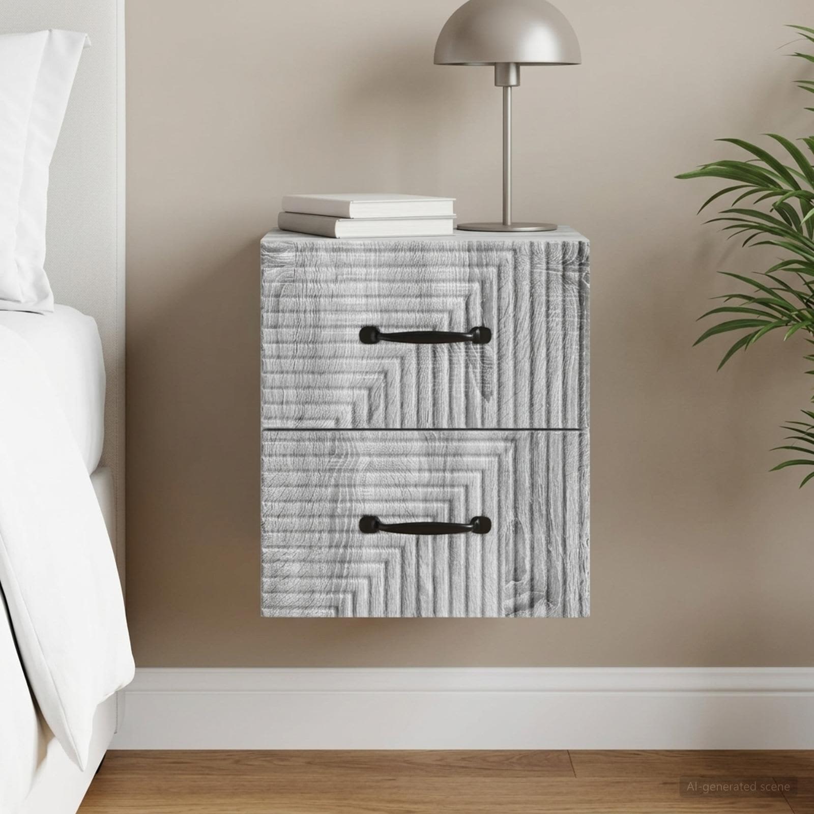 Wandbeugel Bedkast Grijs sonoma 34,5 x 33 x 40 cm Bewerkt hout