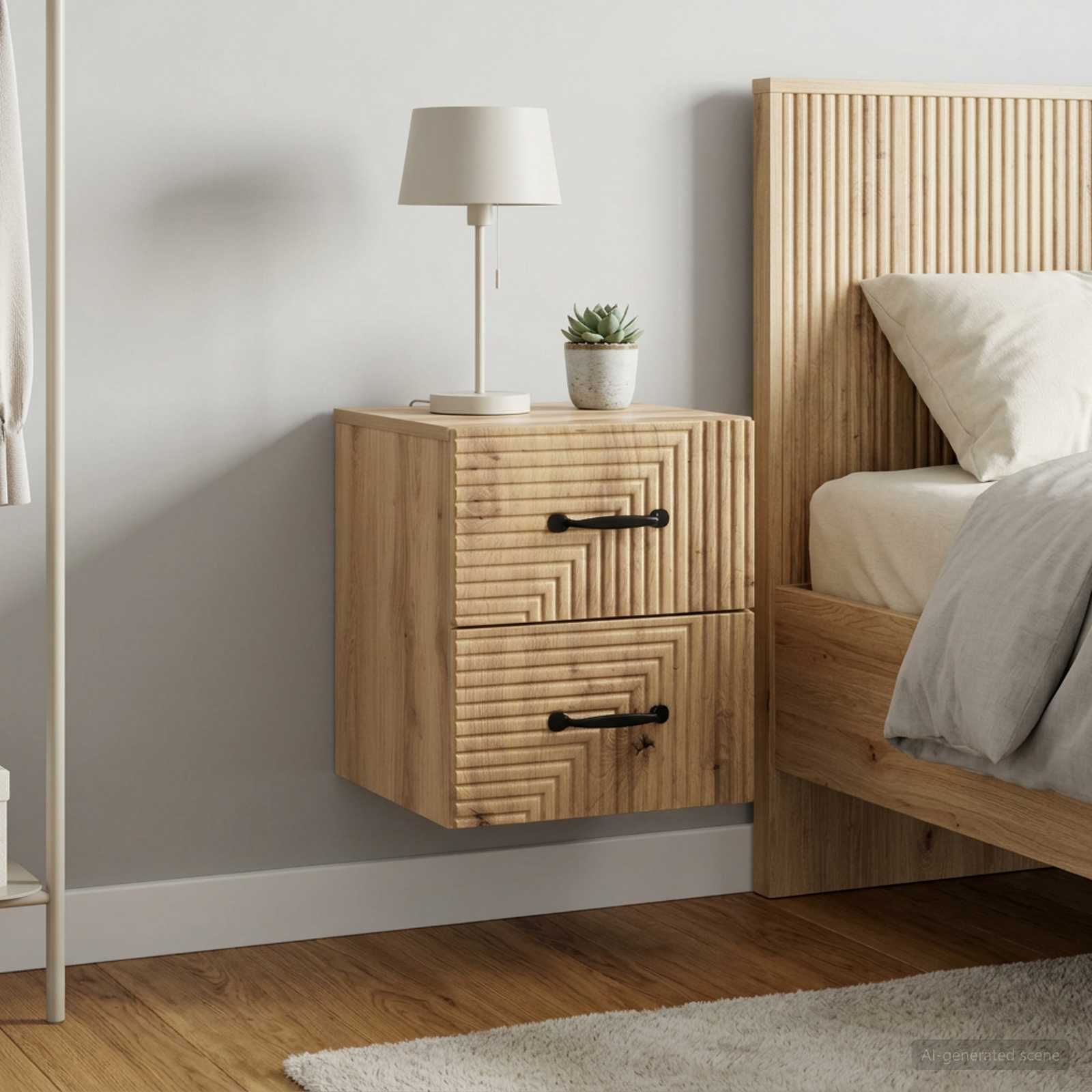 Wandbeugel Bedkast 2 pcs Artisanaal eiken 34,5 x 33 x 40 cm