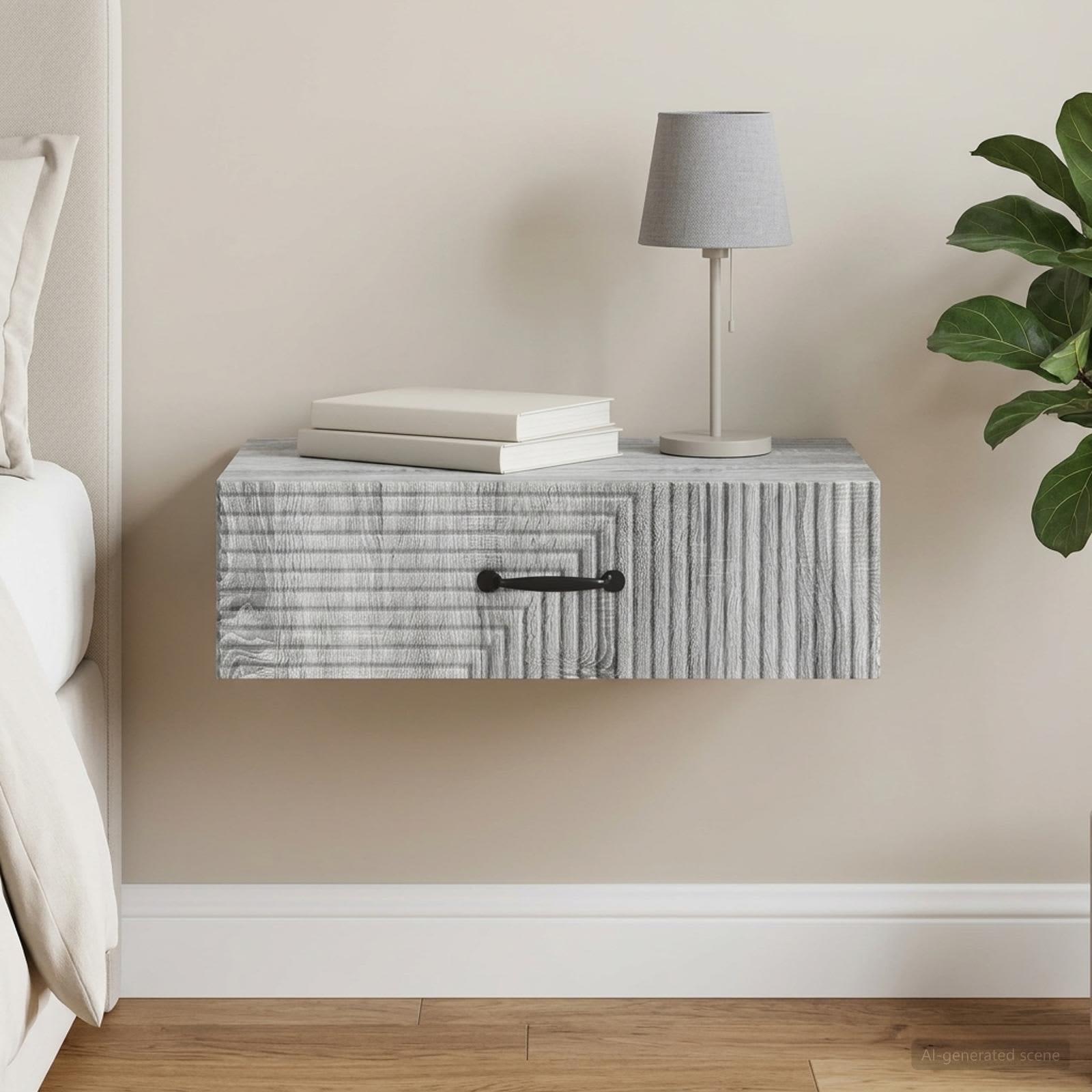 Wandmontage Zijtafel Grijs sonoma 59 x 34,5 x 17 cm