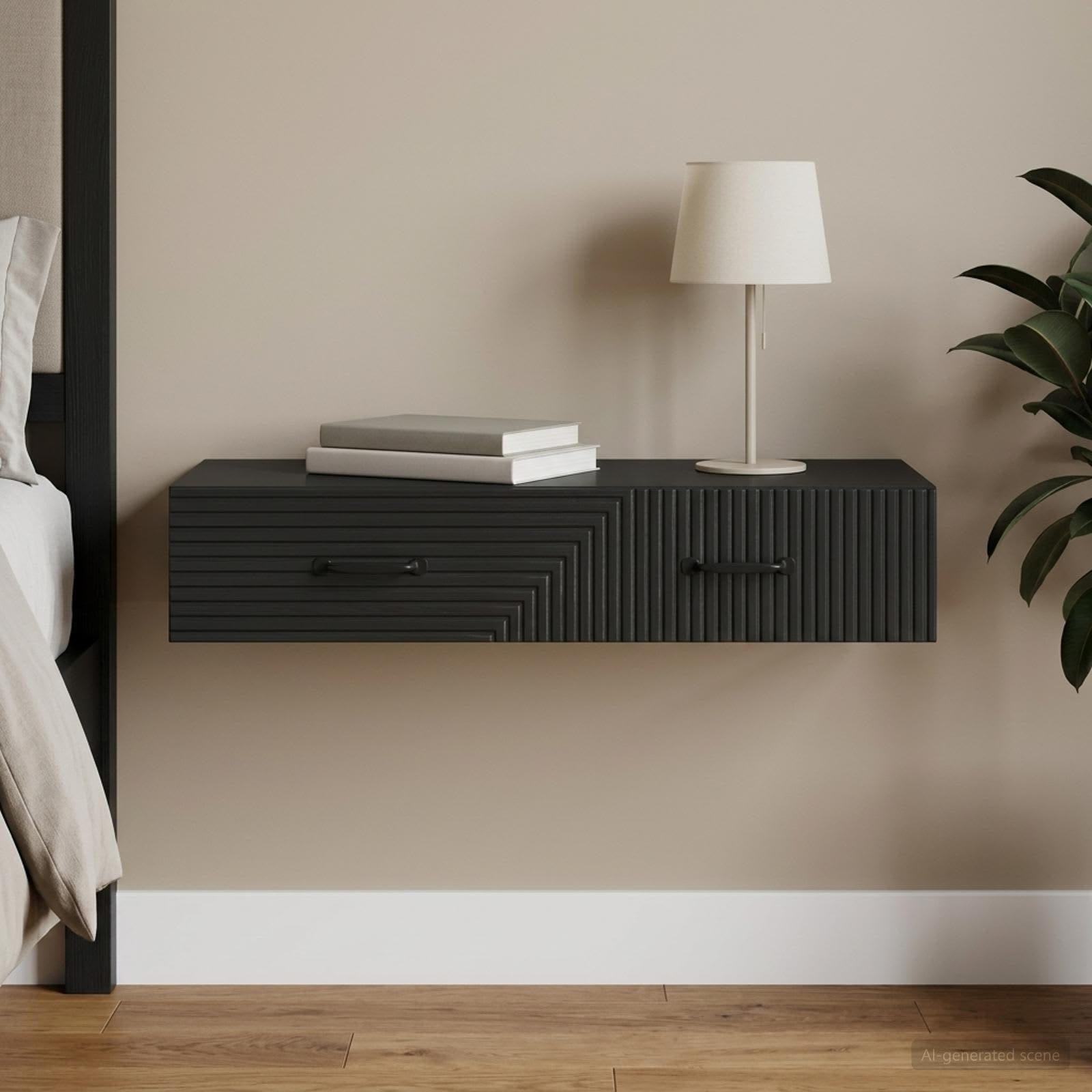 Wandmontage Zijtafel Zwart 87,5 x 34,5 x 17 cm Bewerkt hout