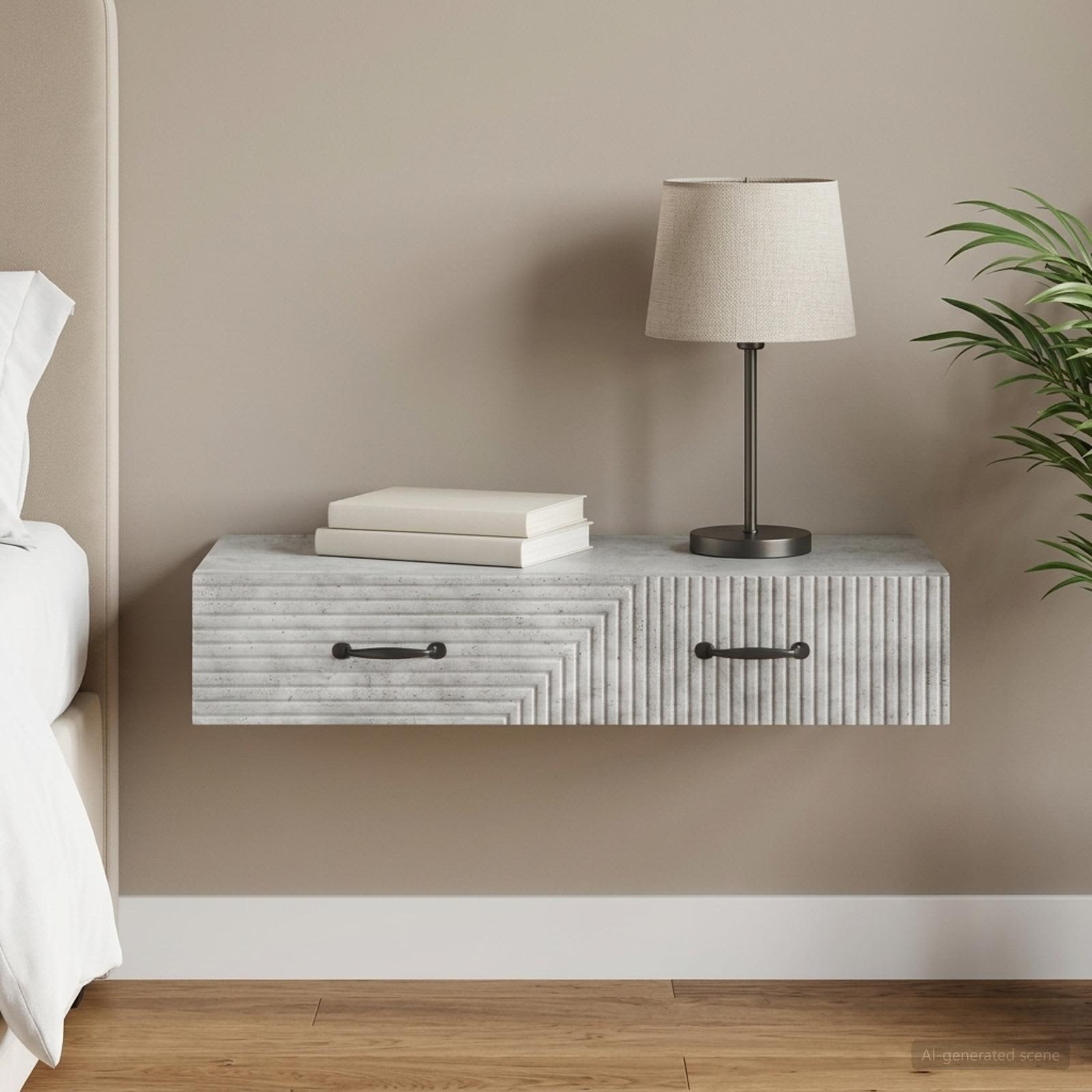 Wandmontage Zijtafel Betongrijs 87,5 x 34,5 x 17 cm