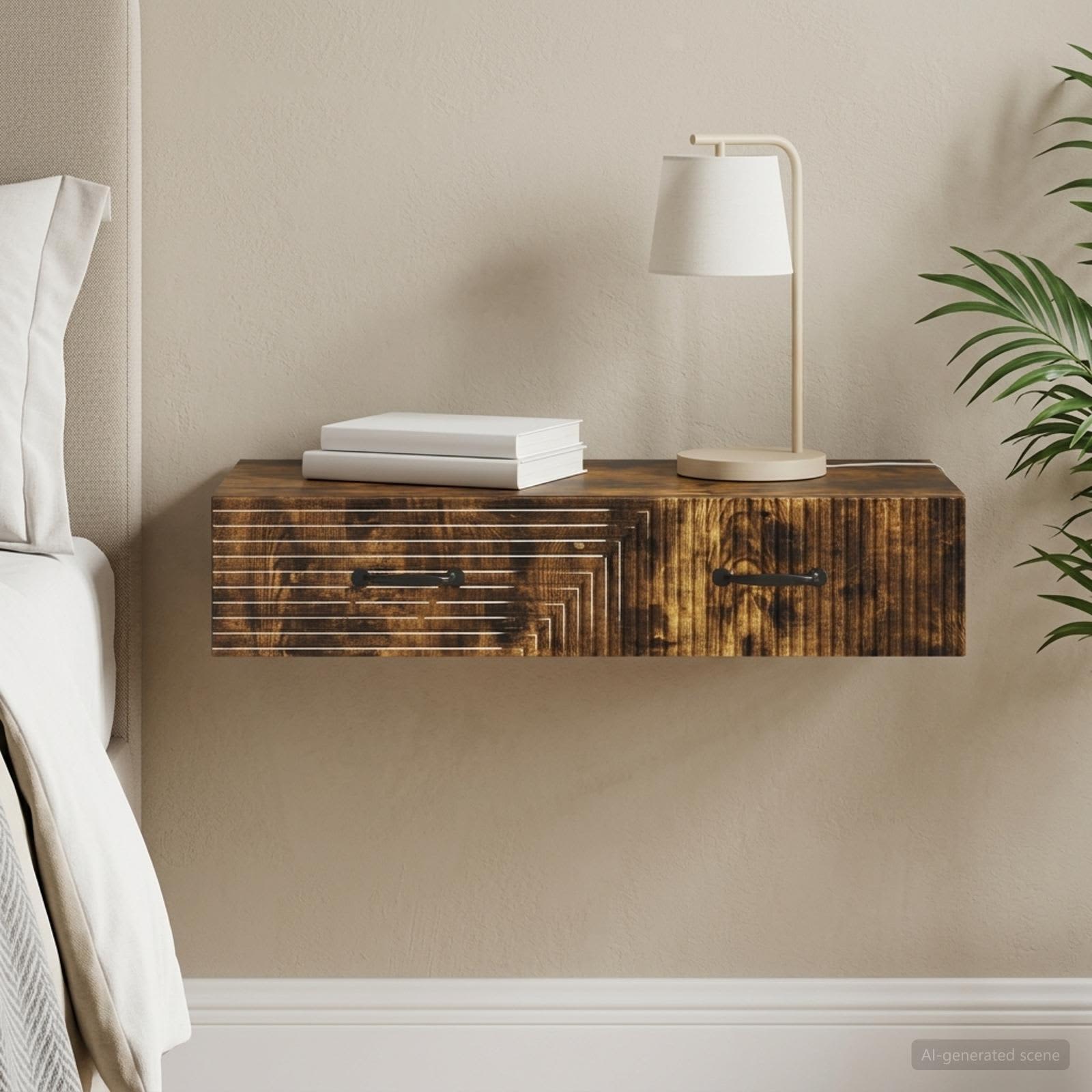 Wandmontage Zijtafel Gerookt eiken 87,5 x 34,5 x 17 cm
