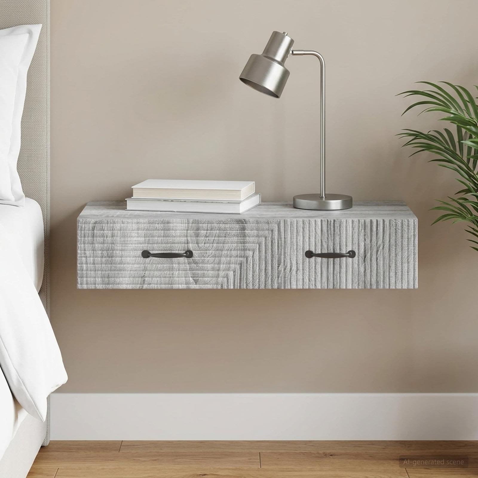 Wandmontage Zijtafel Grijs sonoma 87,5 x 34,5 x 17 cm