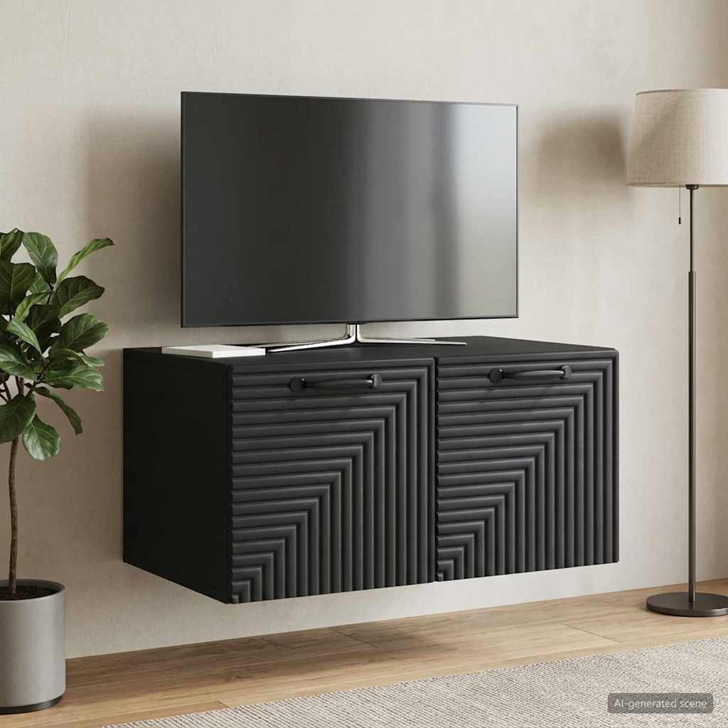 Wandbeugel TV-kast Zwart 59,5 x 41 x 30 cm Bewerkt hout