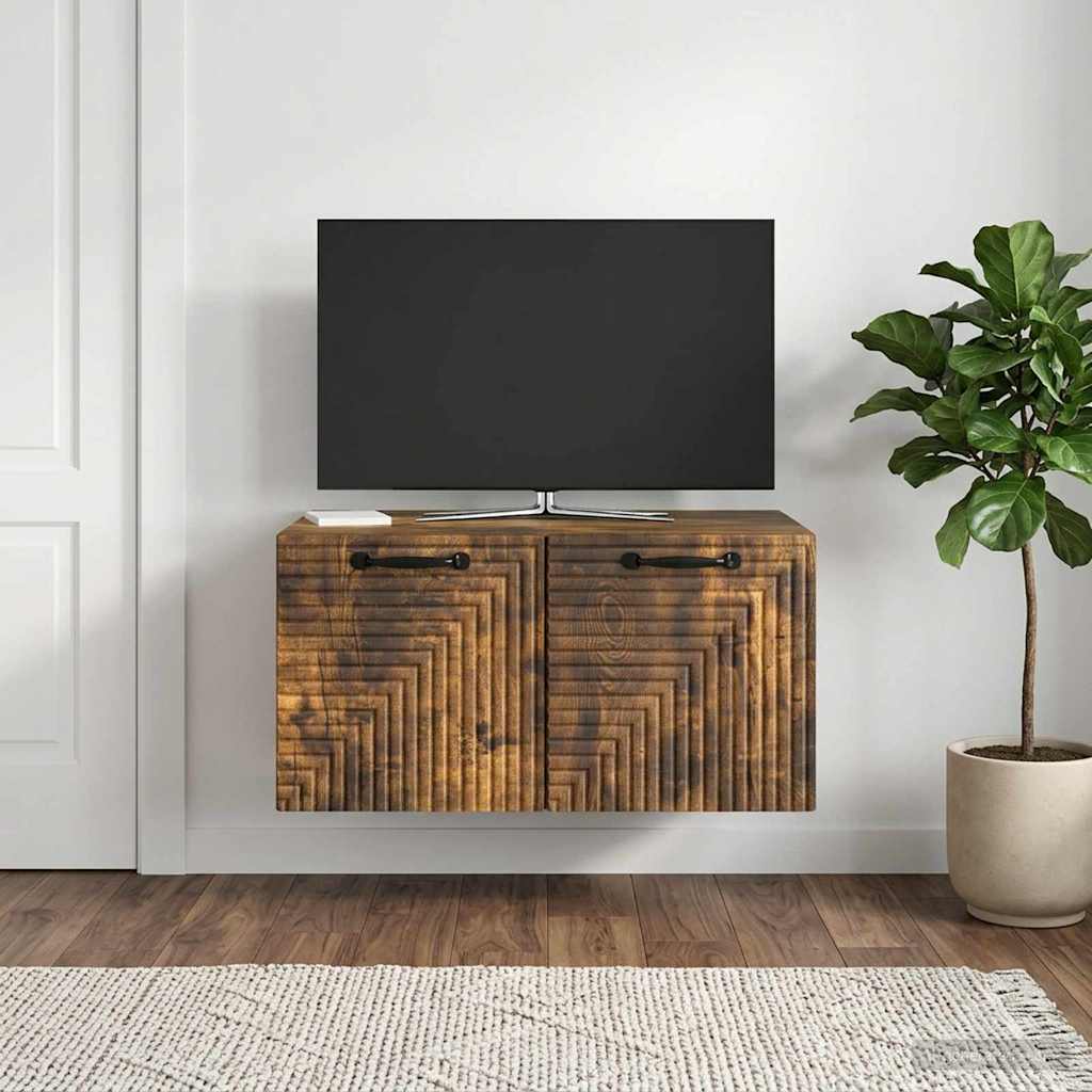 Wandbeugel TV-kast Gerookt eiken 59,5 x 41 x 30 cm Bewerkt hout