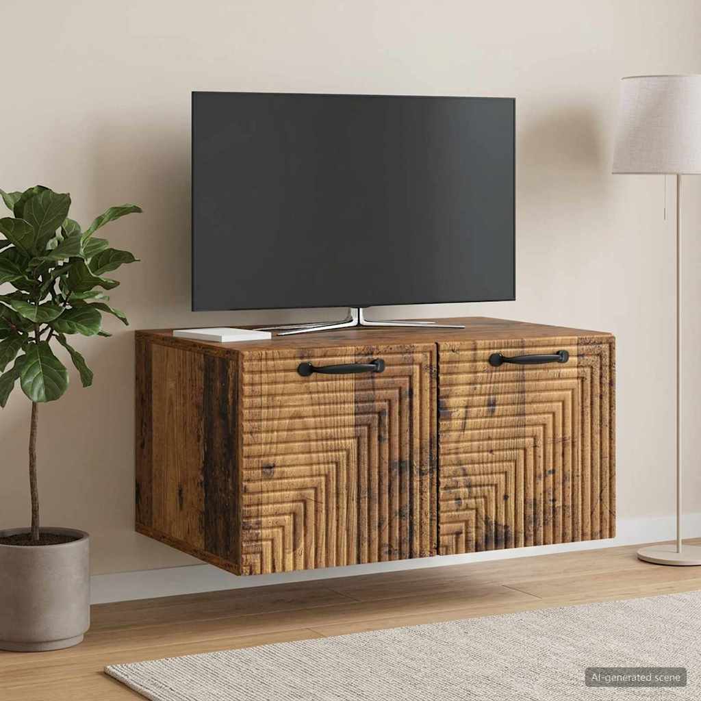 Wandbeugel TV-kast Oud hout 59,5 x 41 x 30 cm Bewerkt hout – afbeelding 1