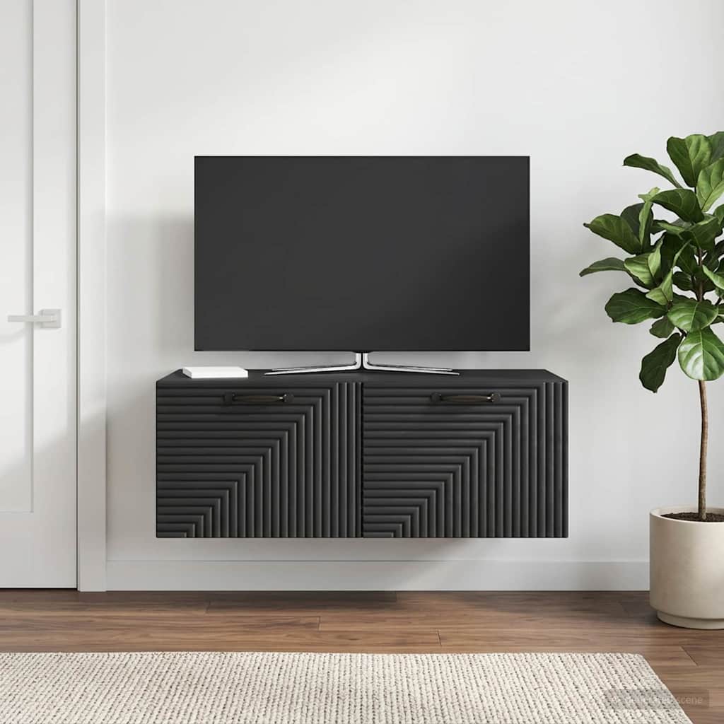 Wandbeugel TV-kast Zwart 78,5 x 41 x 30 cm Bewerkt hout