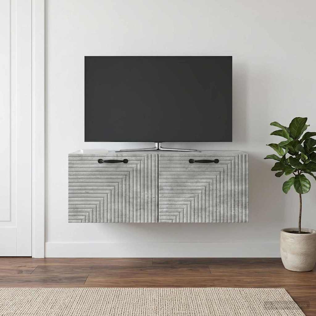 Wandbeugel TV-kast Betongrijs 78,5 x 41 x 30 cm Bewerkt hout