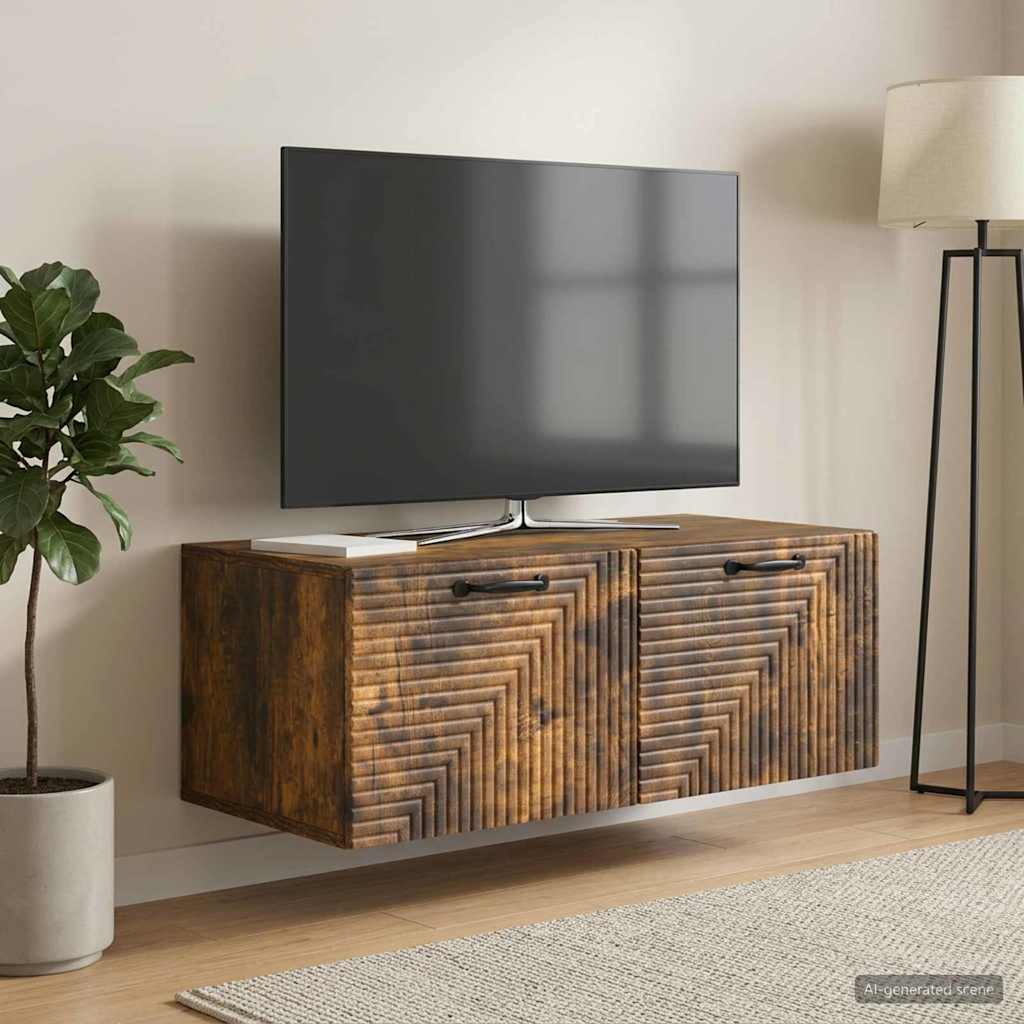 Wandbeugel TV-kast Gerookt eiken 78,5 x 41 x 30 cm Bewerkt hout – afbeelding 1