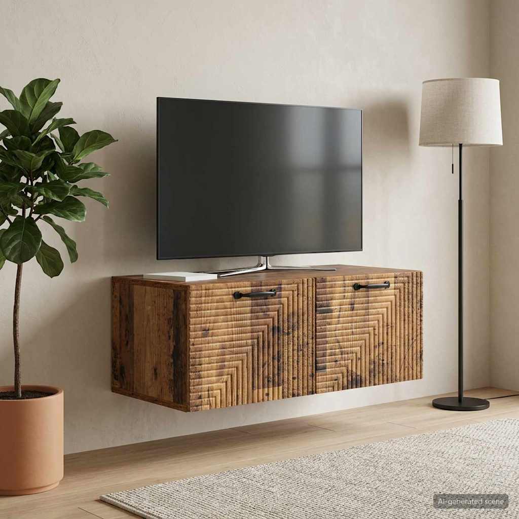 Wandbeugel TV-kast Oud hout 78,5 x 41 x 30 cm Bewerkt hout