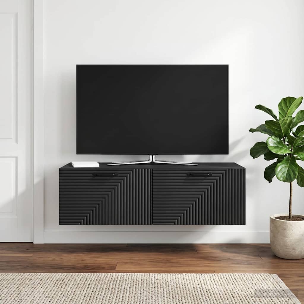 Wandbeugel TV-kast Zwart 98 x 41 x 30 cm Bewerkt hout