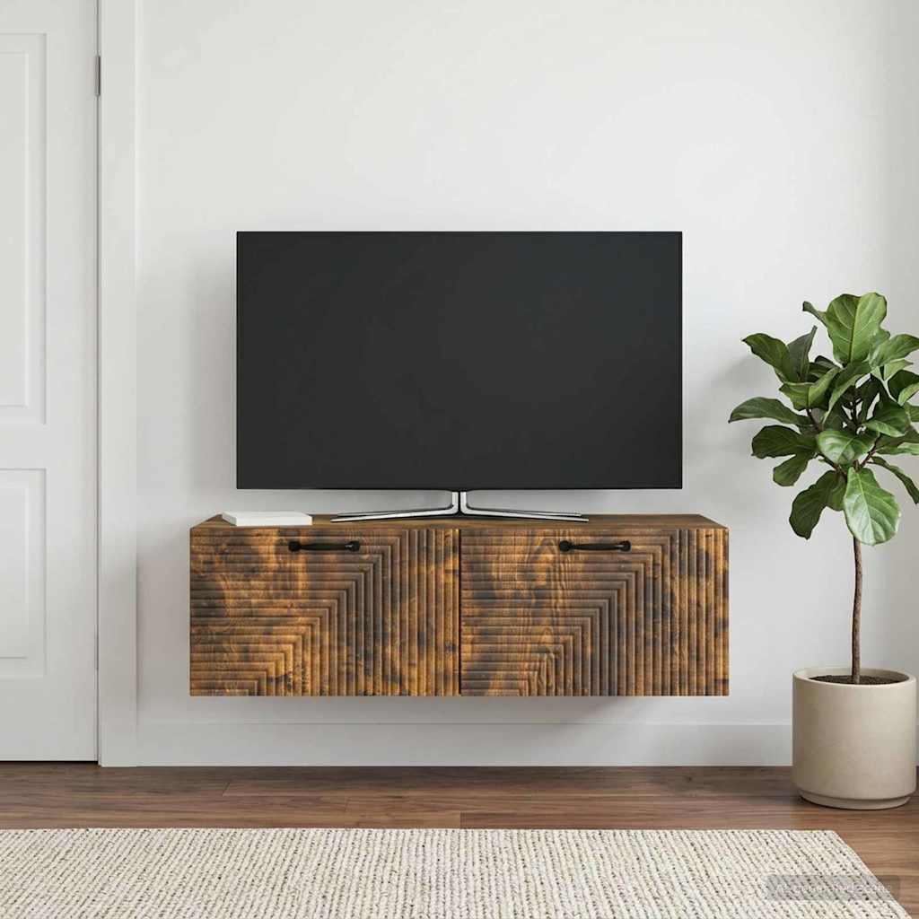 Wandbeugel TV-kast Gerookt eiken 98 x 41 x 30 cm Bewerkt hout