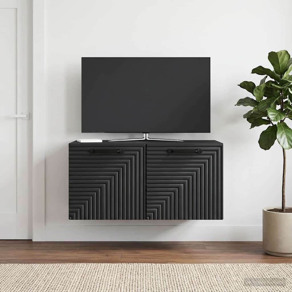 Wandbeugel TV-kast Zwart 59,5 x 31 x 30 cm Bewerkt hout