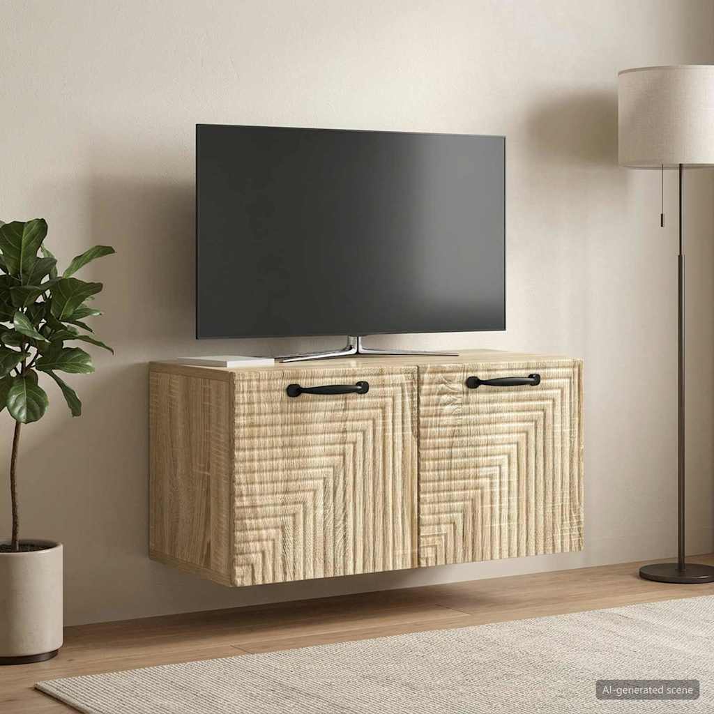 Wandbeugel TV-kast Sonoma Eiken 59,5 x 31 x 30 cm Bewerkt hout