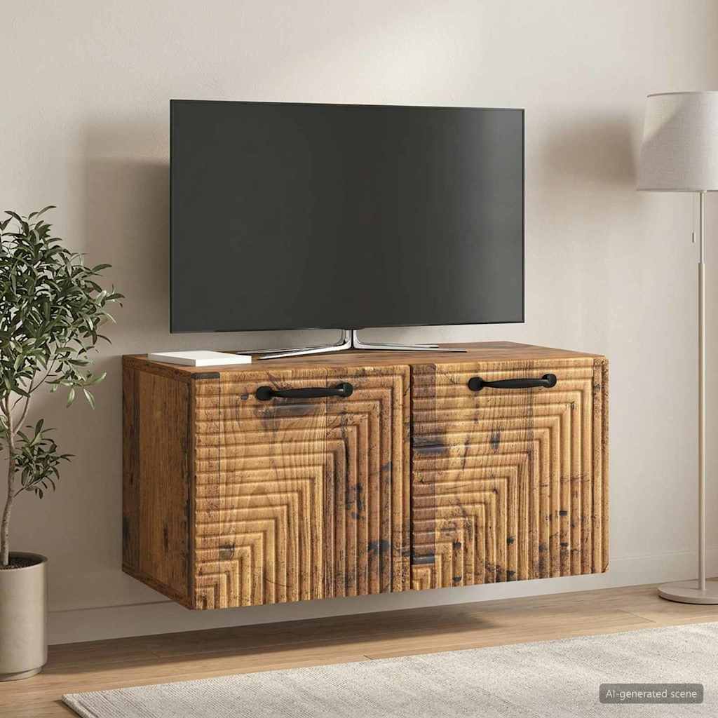 Wandbeugel TV-kast Oud hout 59,5 x 31 x 30 cm Bewerkt hout