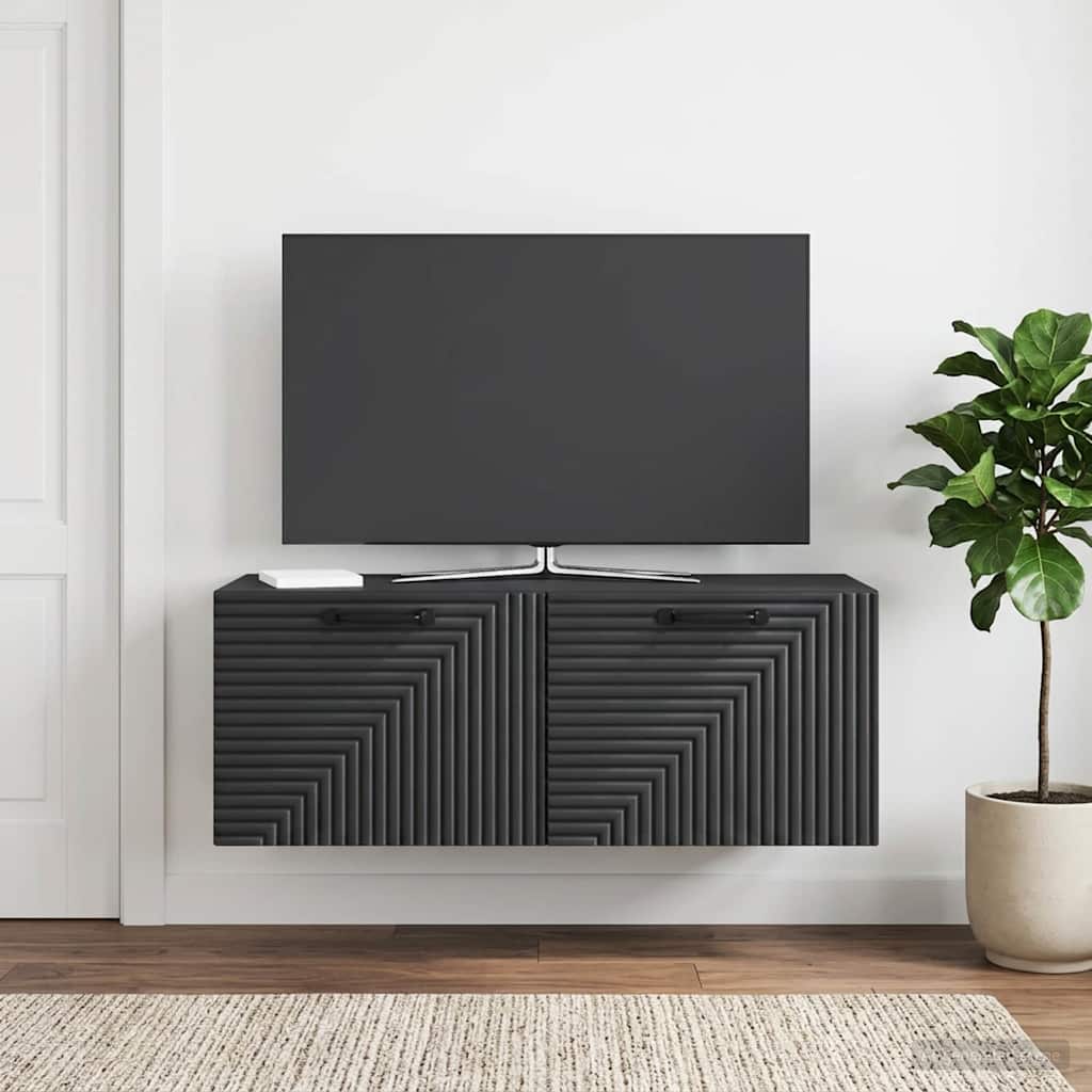Wandbeugel TV-kast Zwart 78,5 x 31 x 30 cm Bewerkt hout