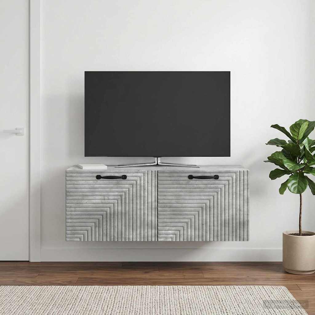 Wandbeugel TV-kast Betongrijs 78,5 x 31 x 30 cm Bewerkt hout – afbeelding 1