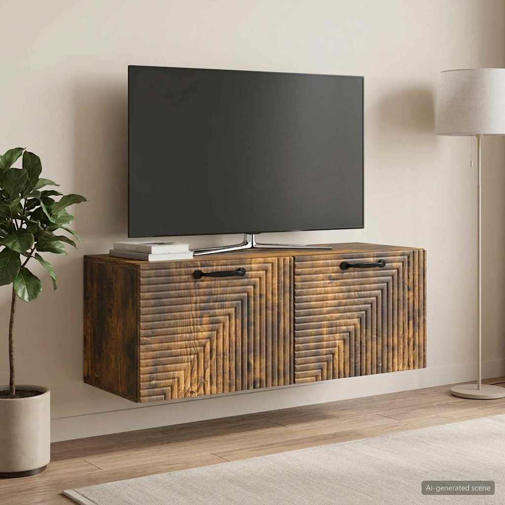 Wandbeugel TV-kast Gerookt eiken 78,5 x 31 x 30 cm Bewerkt hout – afbeelding 1