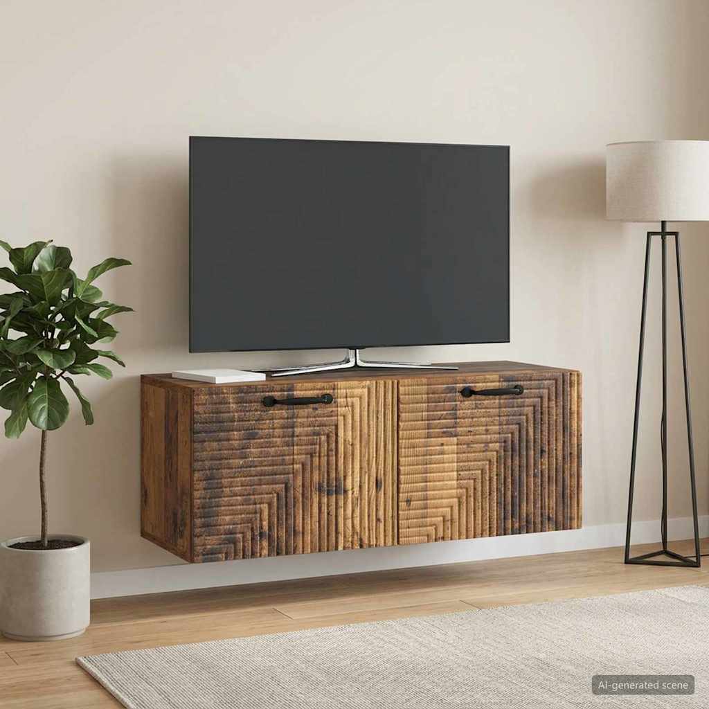 Wandbeugel TV-kast Oud hout 78,5 x 31 x 30 cm Bewerkt hout