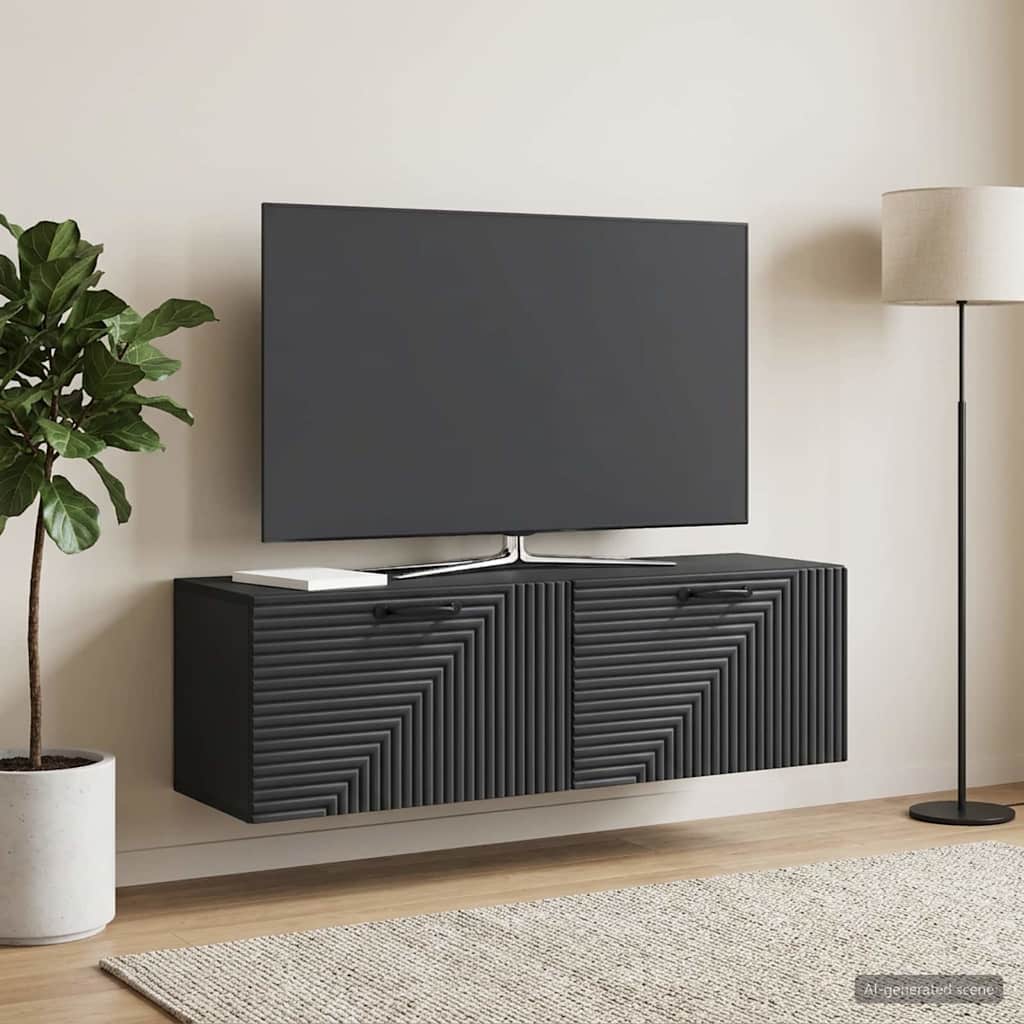 Wandbeugel TV-kast Zwart 98 x 31 x 30 cm Bewerkt hout