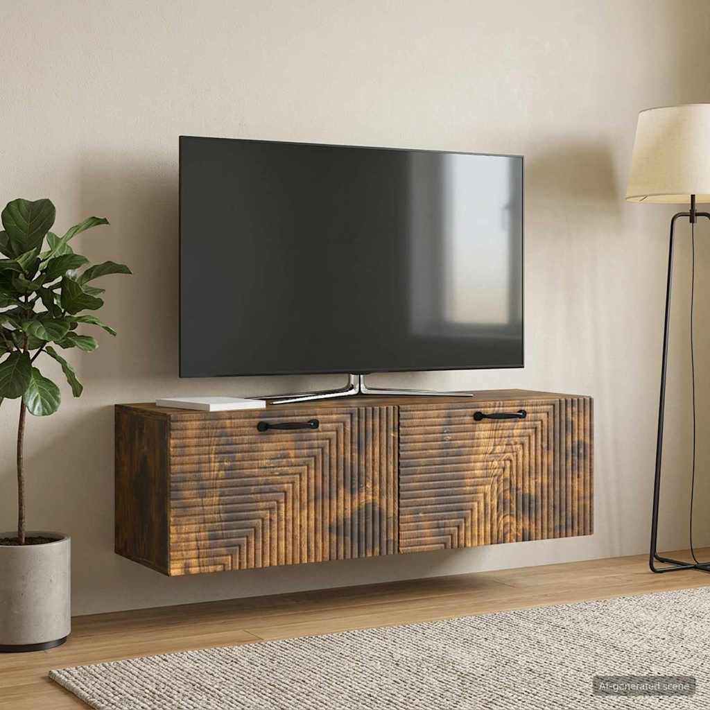 Wandbeugel TV-kast Gerookt eiken 98 x 31 x 30 cm Bewerkt hout
