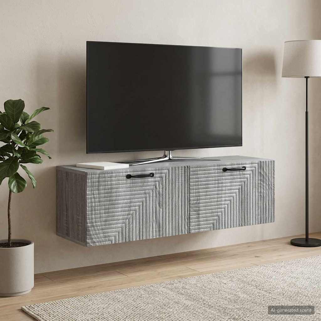 Wandbeugel TV-kast Grijs sonoma 98 x 31 x 30 cm Bewerkt hout – afbeelding 1