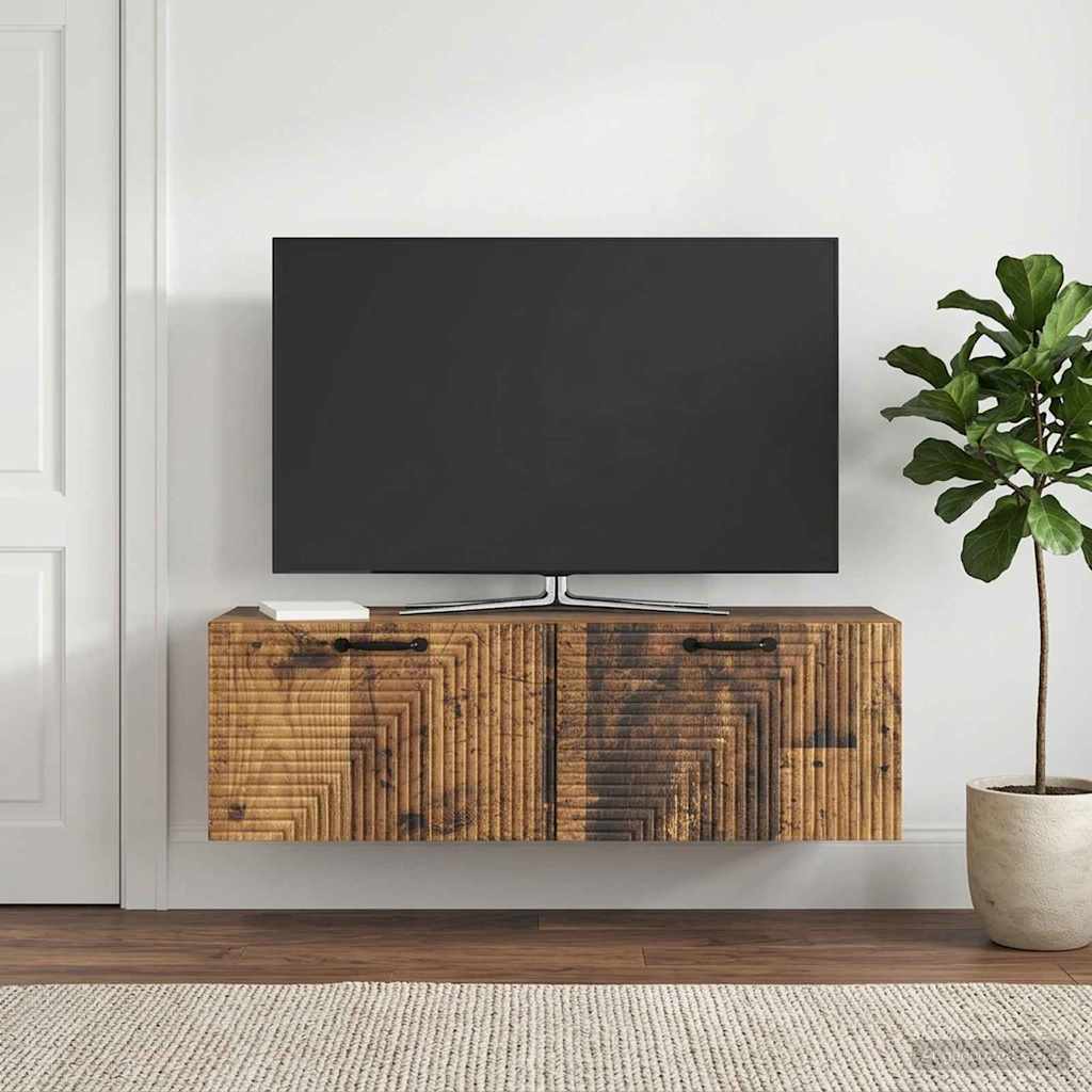 Wandbeugel TV-kast Oud hout 98 x 31 x 30 cm Bewerkt hout – afbeelding 1
