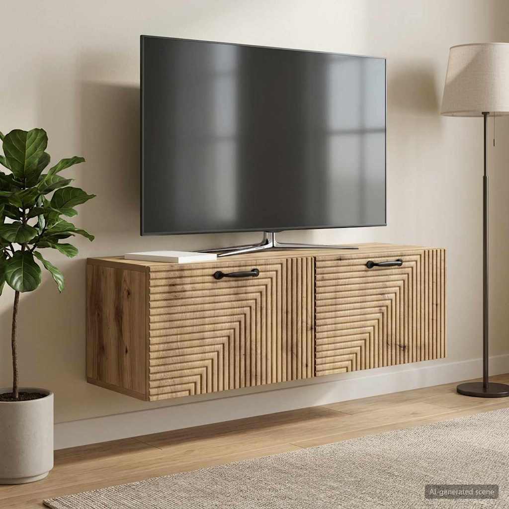 Wandbeugel TV-kast Artisanaal eiken 98 x 31 x 30 cm