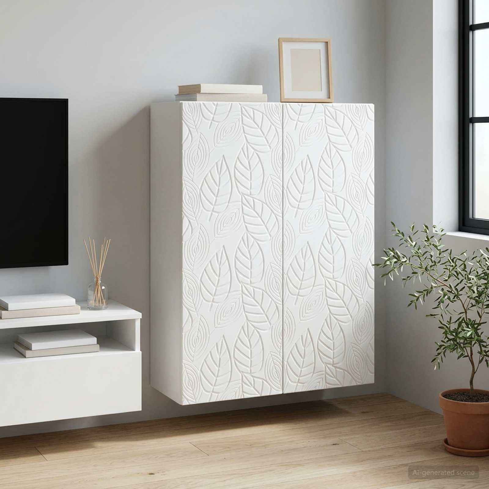 Wandkast Wit 66 x 34,5 x 90 cm Bewerkt hout