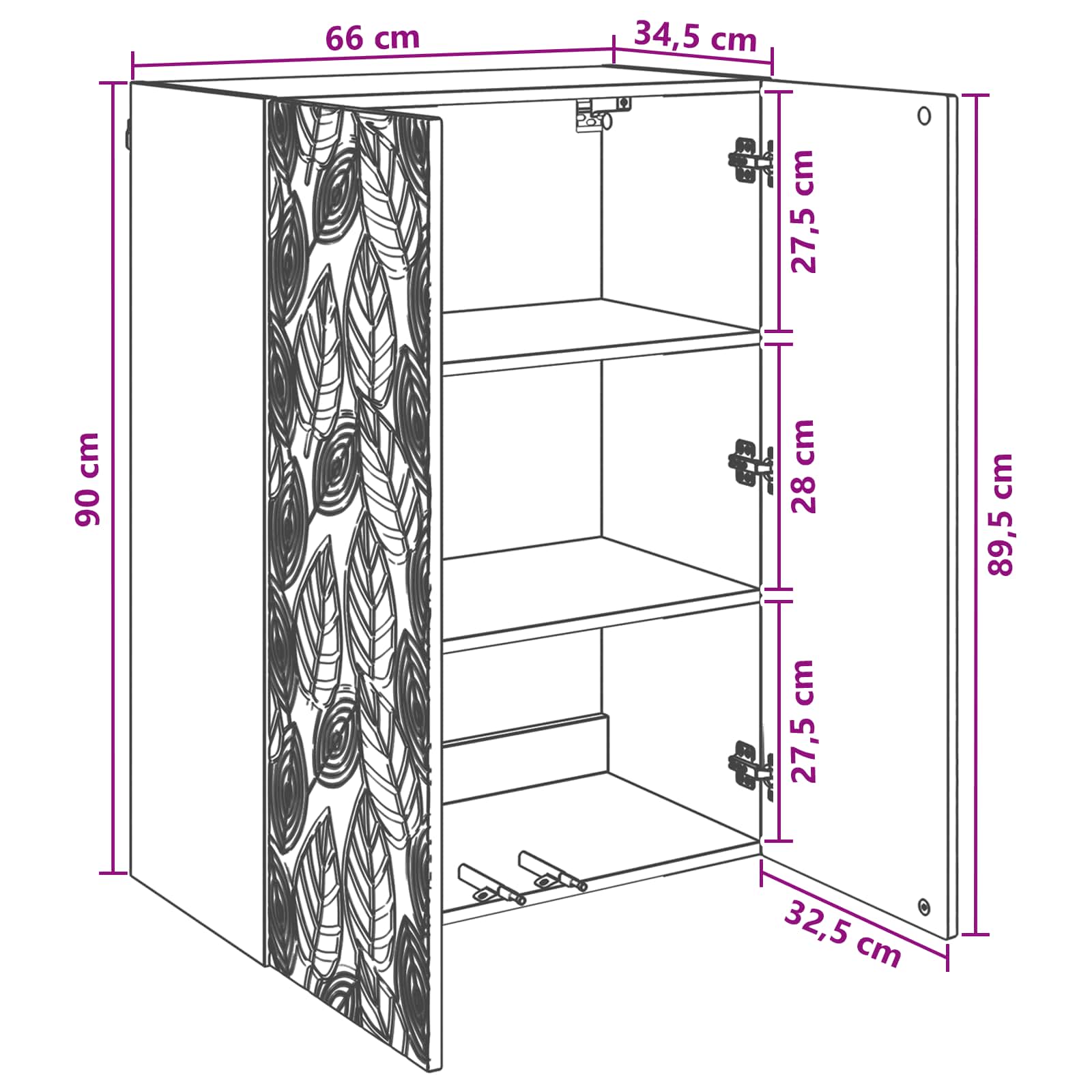 Wandkast Betongrijs 66 x 34,5 x 90 cm Bewerkt hout – afbeelding 8