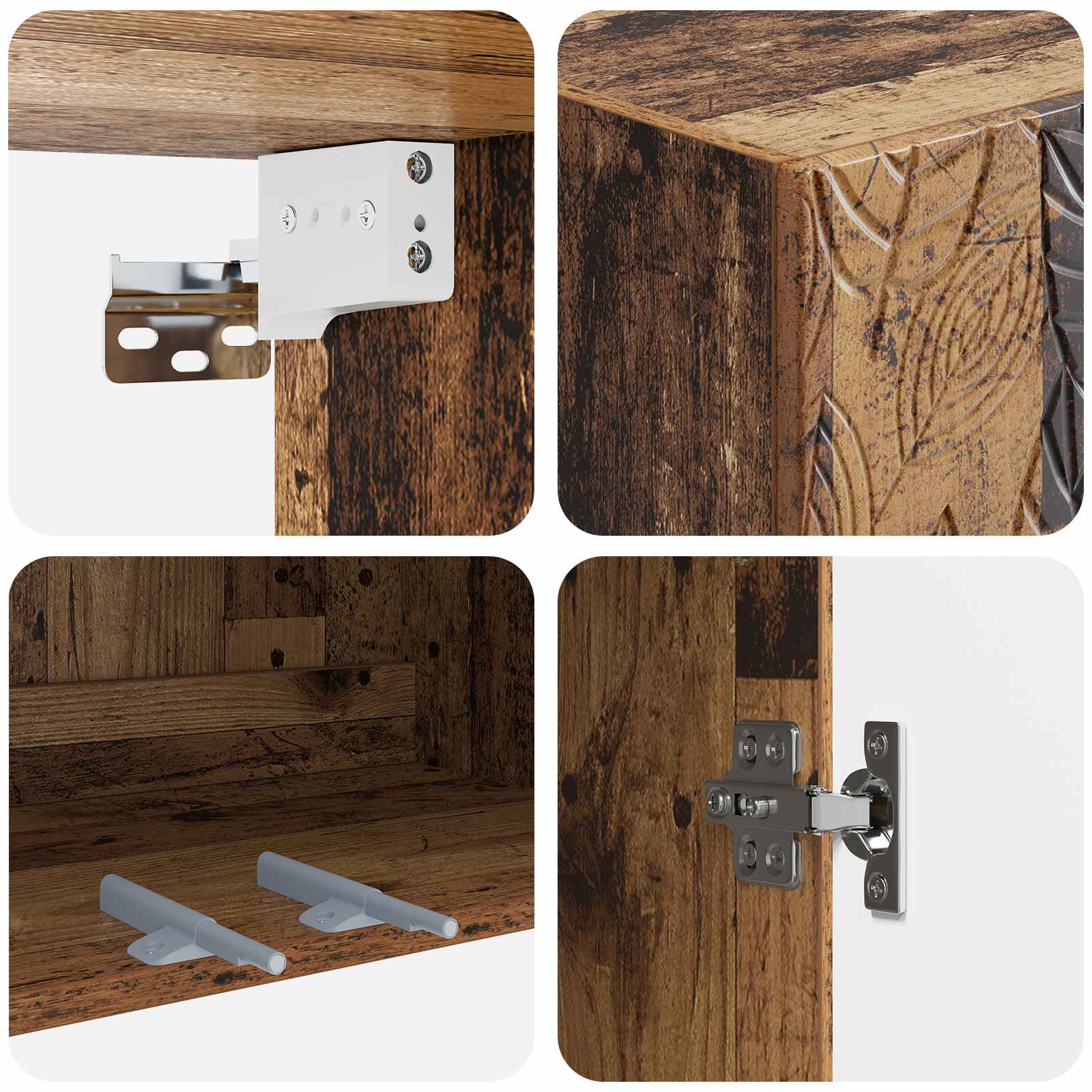 Wandkast Oud hout 66 x 34,5 x 90 cm Bewerkt hout – afbeelding 7