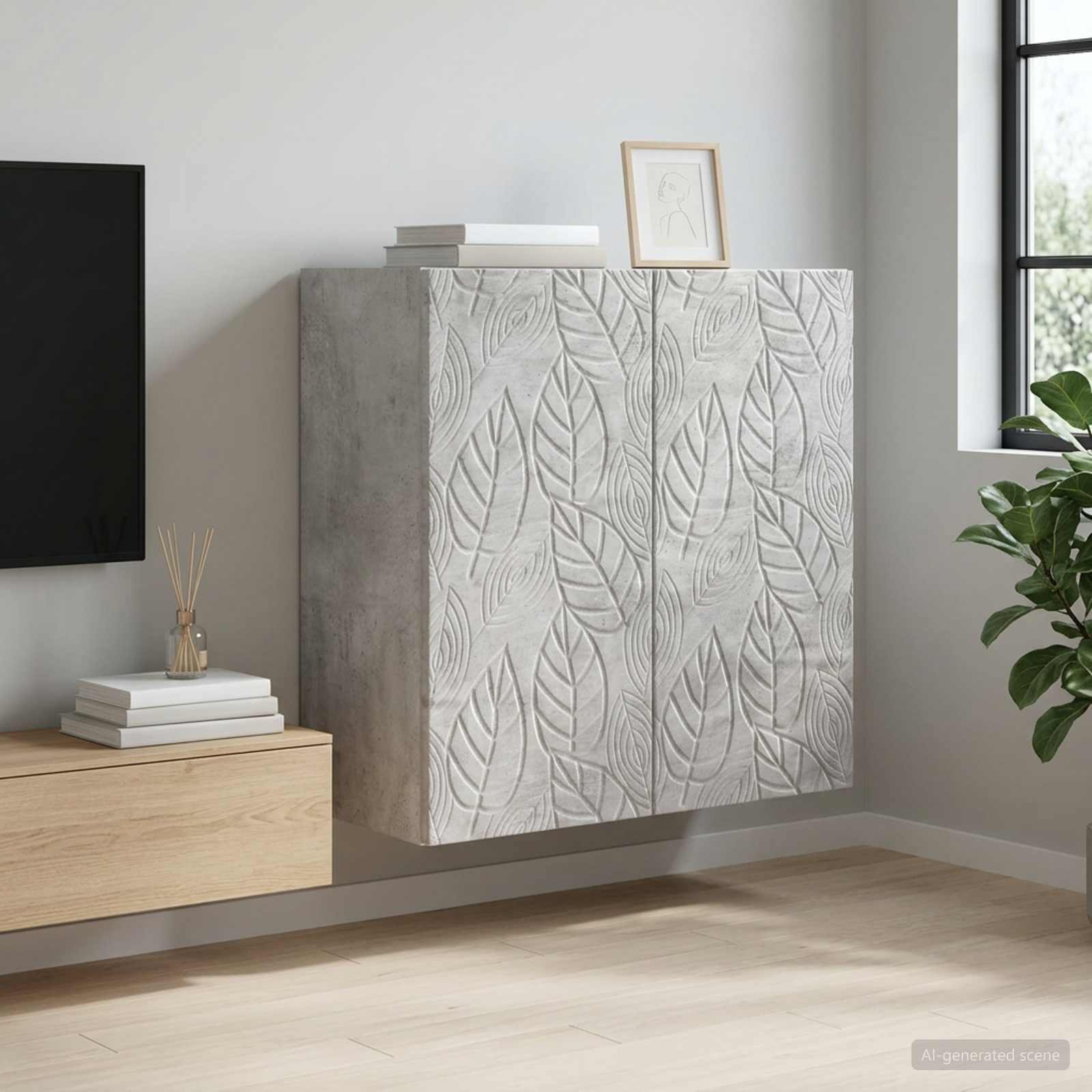 Wandkast Betongrijs 59 x 31 x 60 cm Bewerkt hout – afbeelding 1