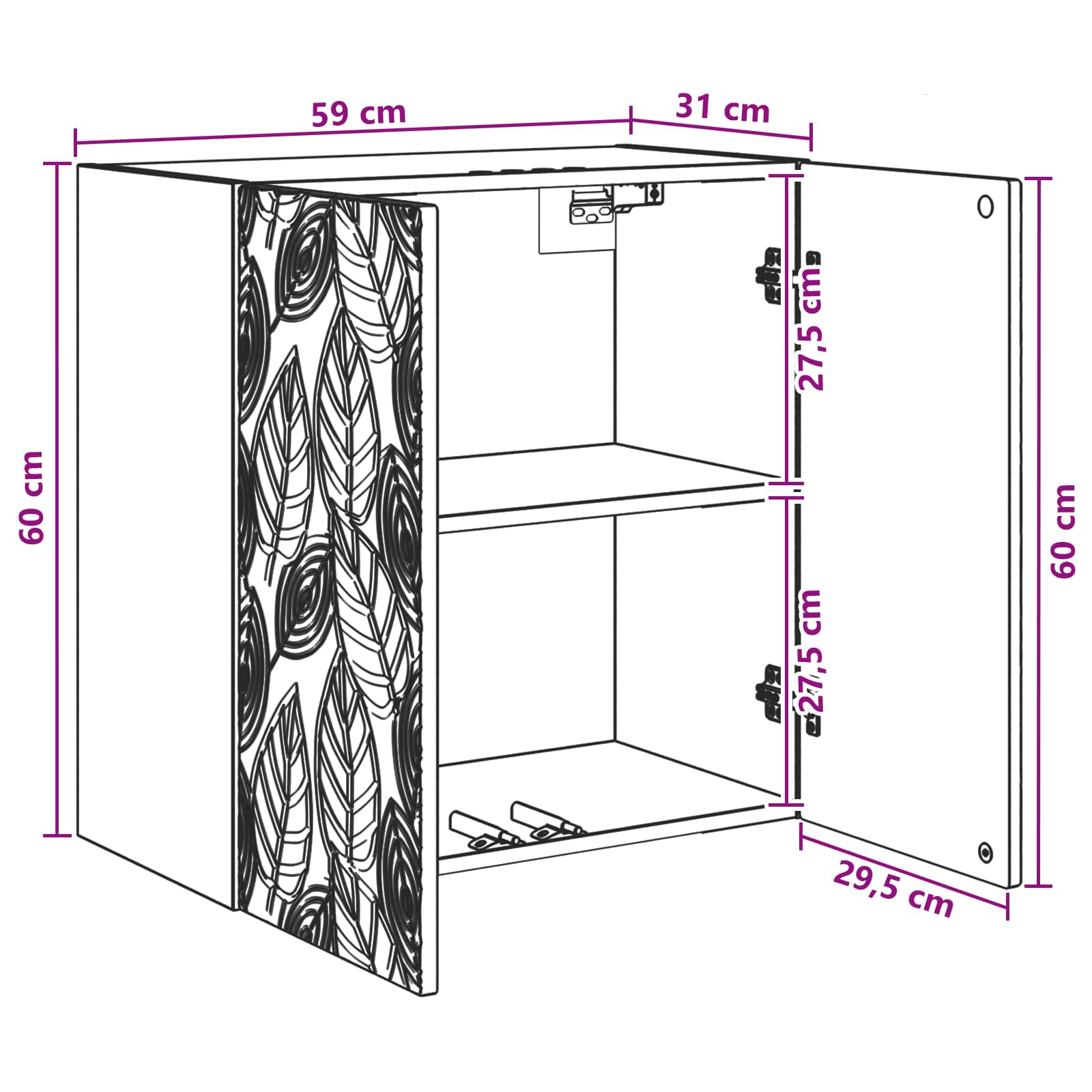 Wandkast Betongrijs 59 x 31 x 60 cm Bewerkt hout – afbeelding 8