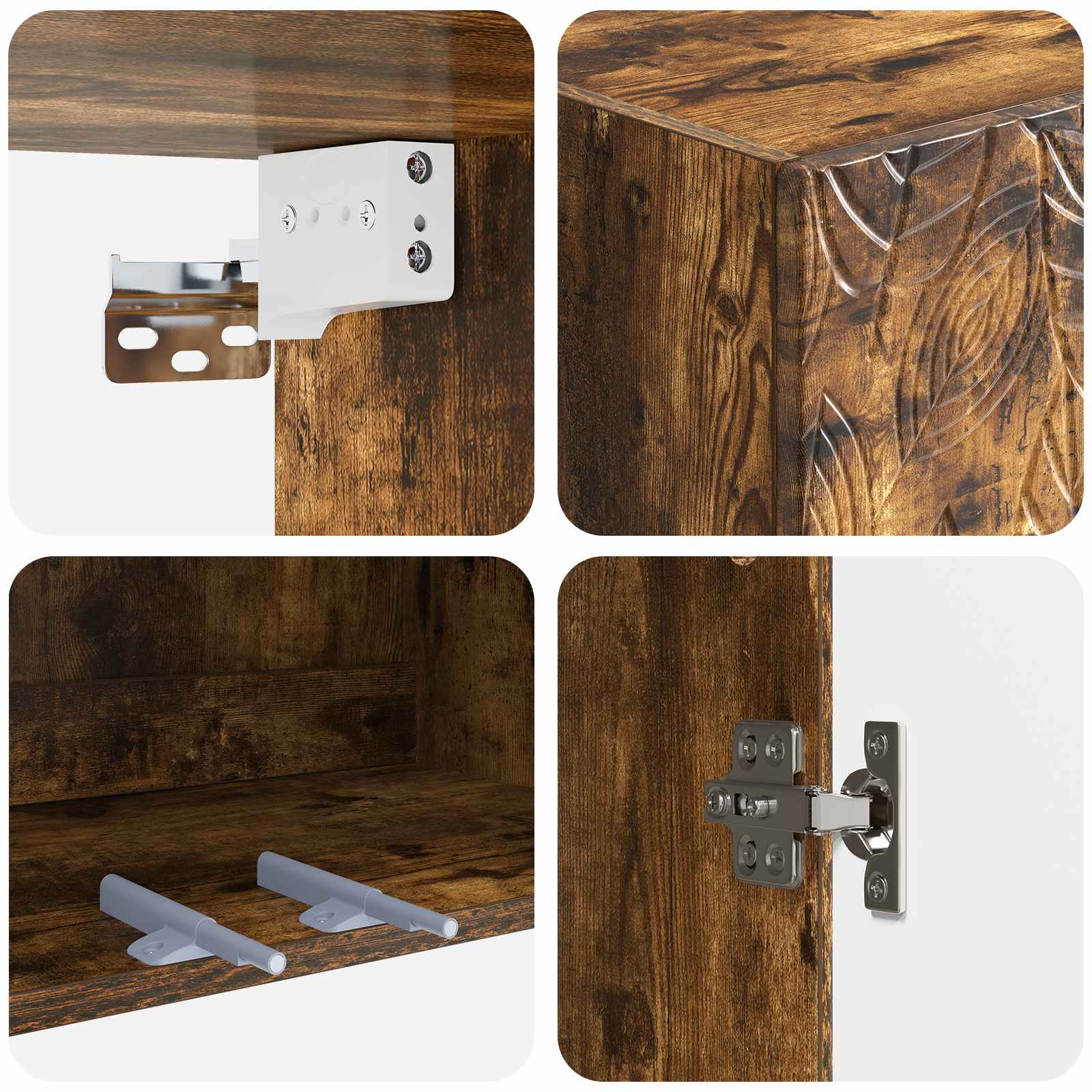 Wandkast Gerookt eiken 59 x 31 x 60 cm Bewerkt hout – afbeelding 7