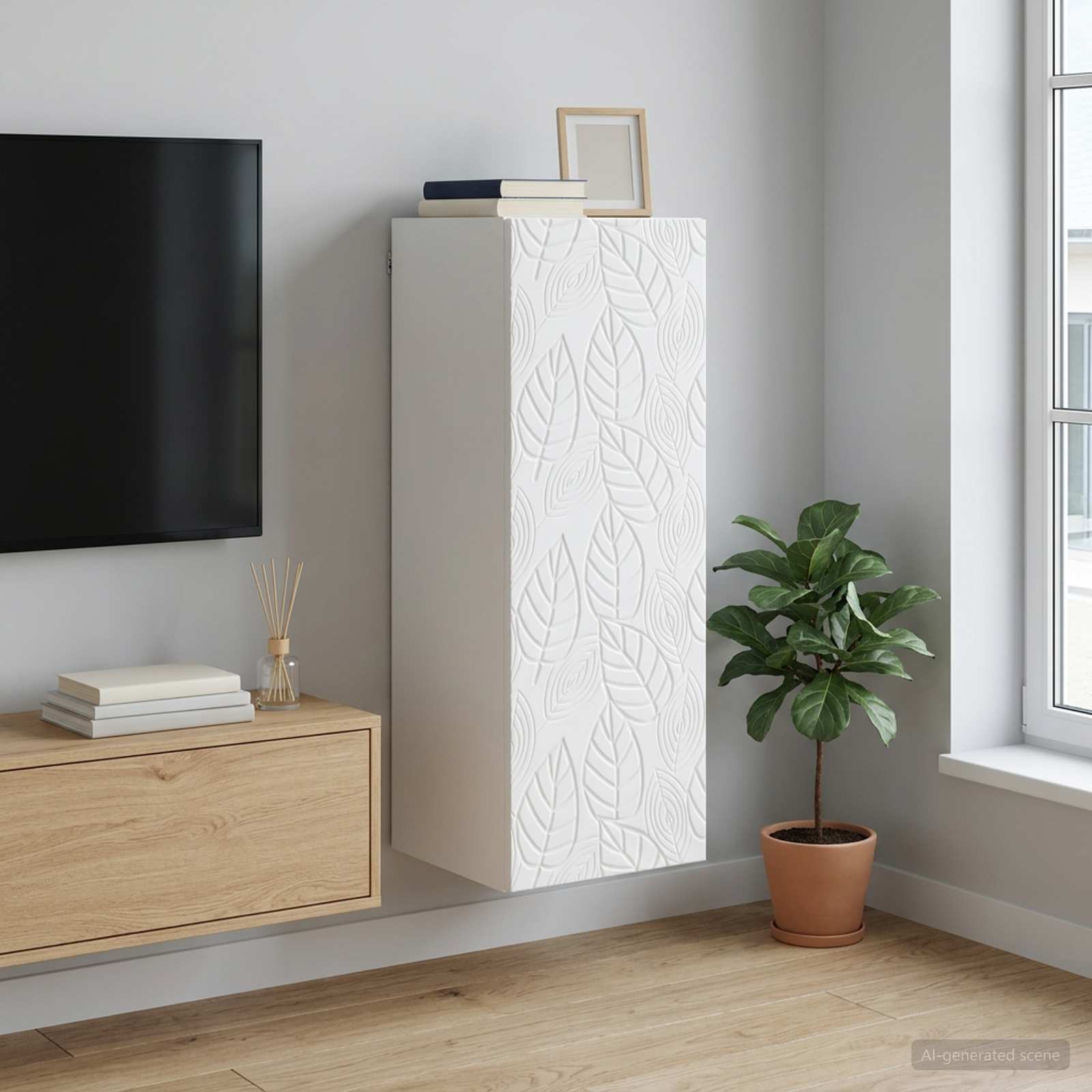 Wandkast Wit 33 x 34,5 x 90 cm Bewerkt hout