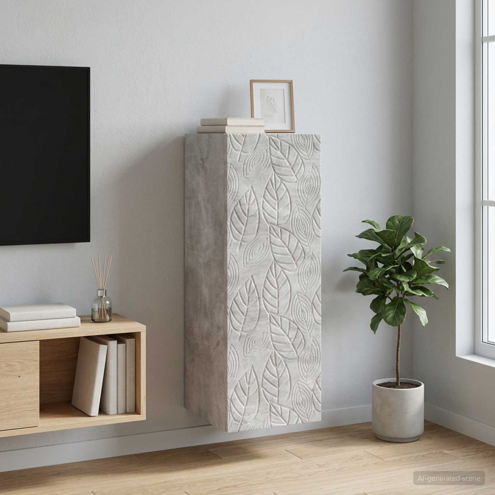 Wandkast Betongrijs 33 x 34,5 x 90 cm Bewerkt hout – afbeelding 1