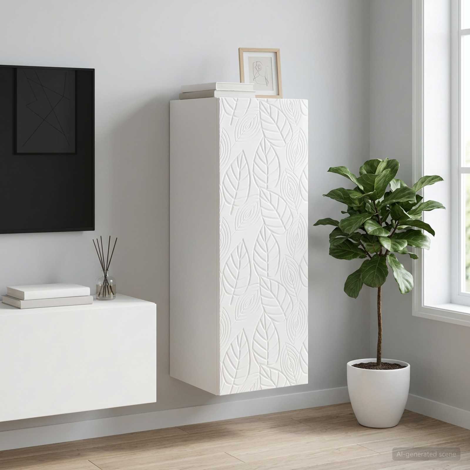Wandkast Hoogglans Wit 33 x 34,5 x 90 cm Bewerkt hout